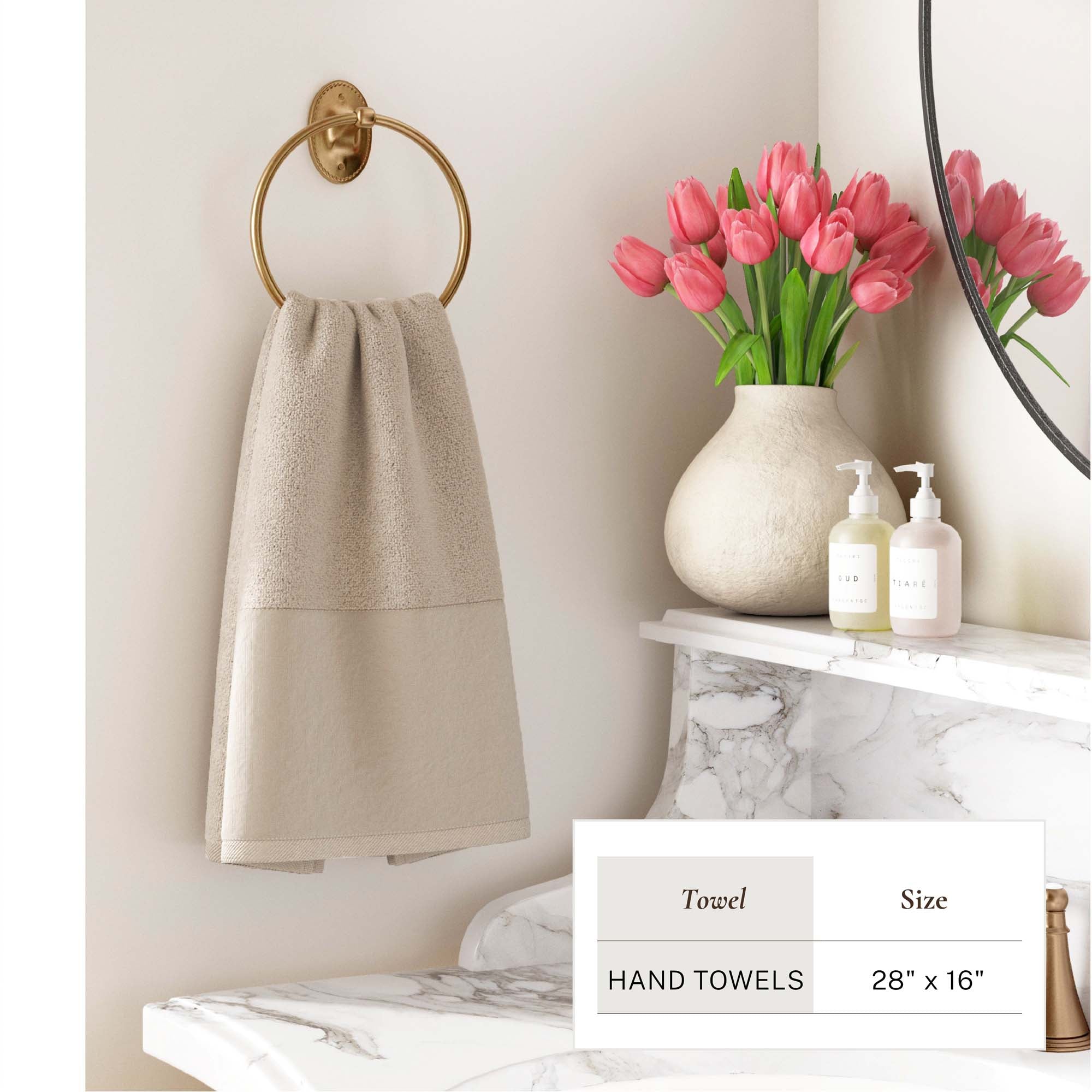 Cotton Linen-Like Border 6-Piece Towel Set - Priya Collection - Best Buy Furniture