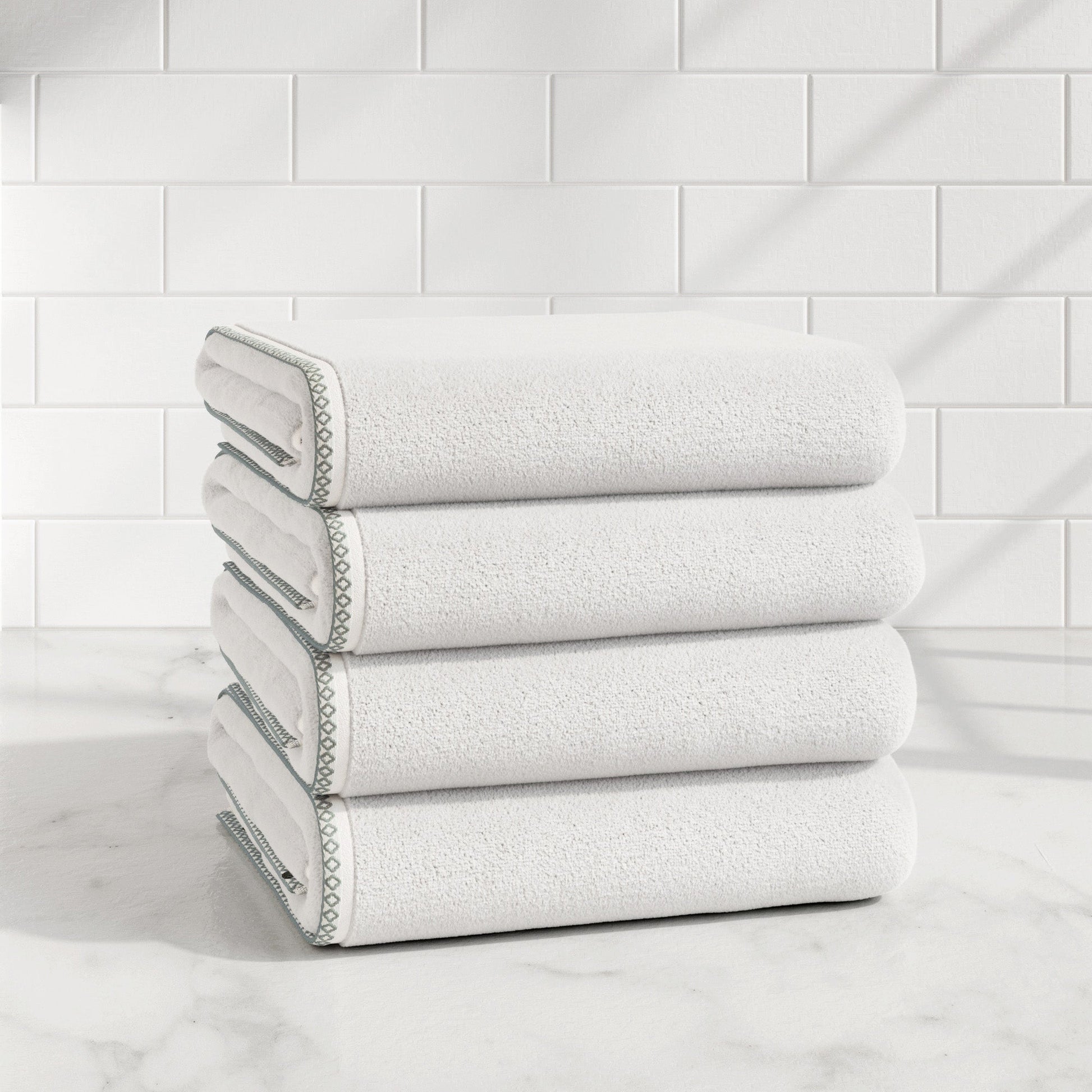 Cotton Border-Stitched 6-Piece Towel Set - Valery Collection - Best Buy Furniture