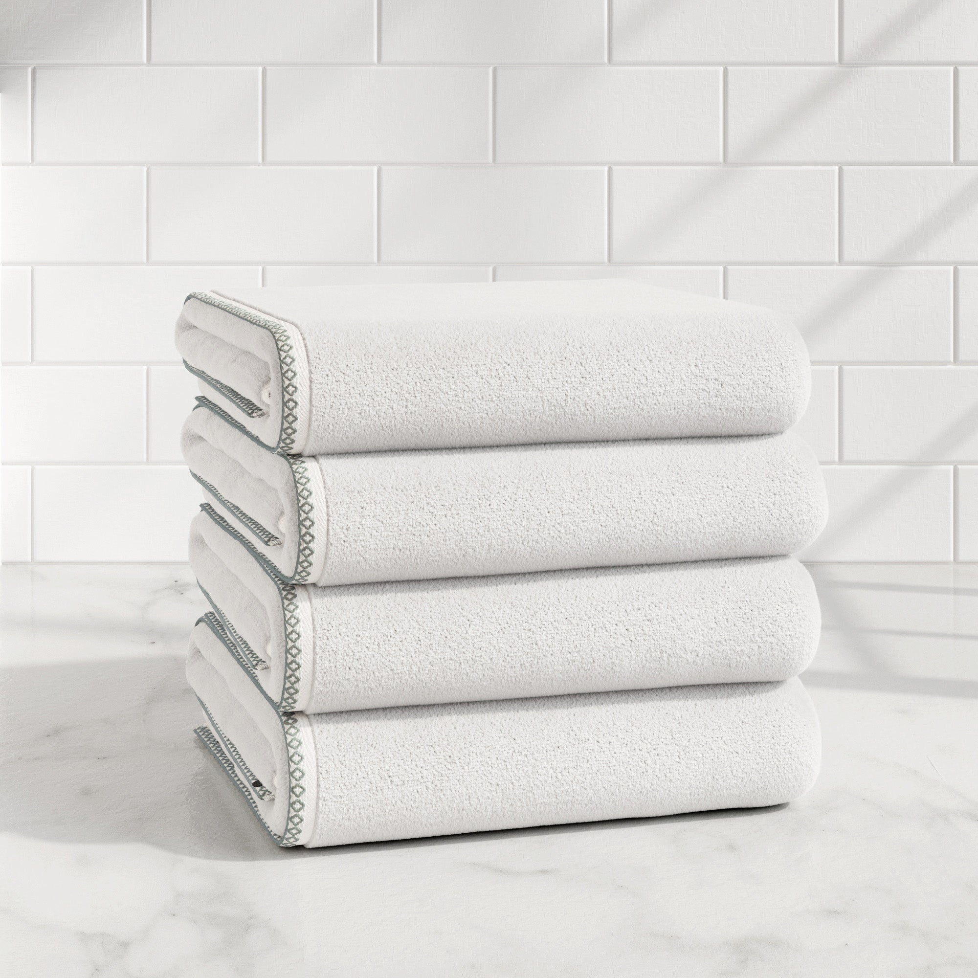 Cotton Border-Stitched 6-Piece Towel Set - Valery Collection - Best Buy Furniture