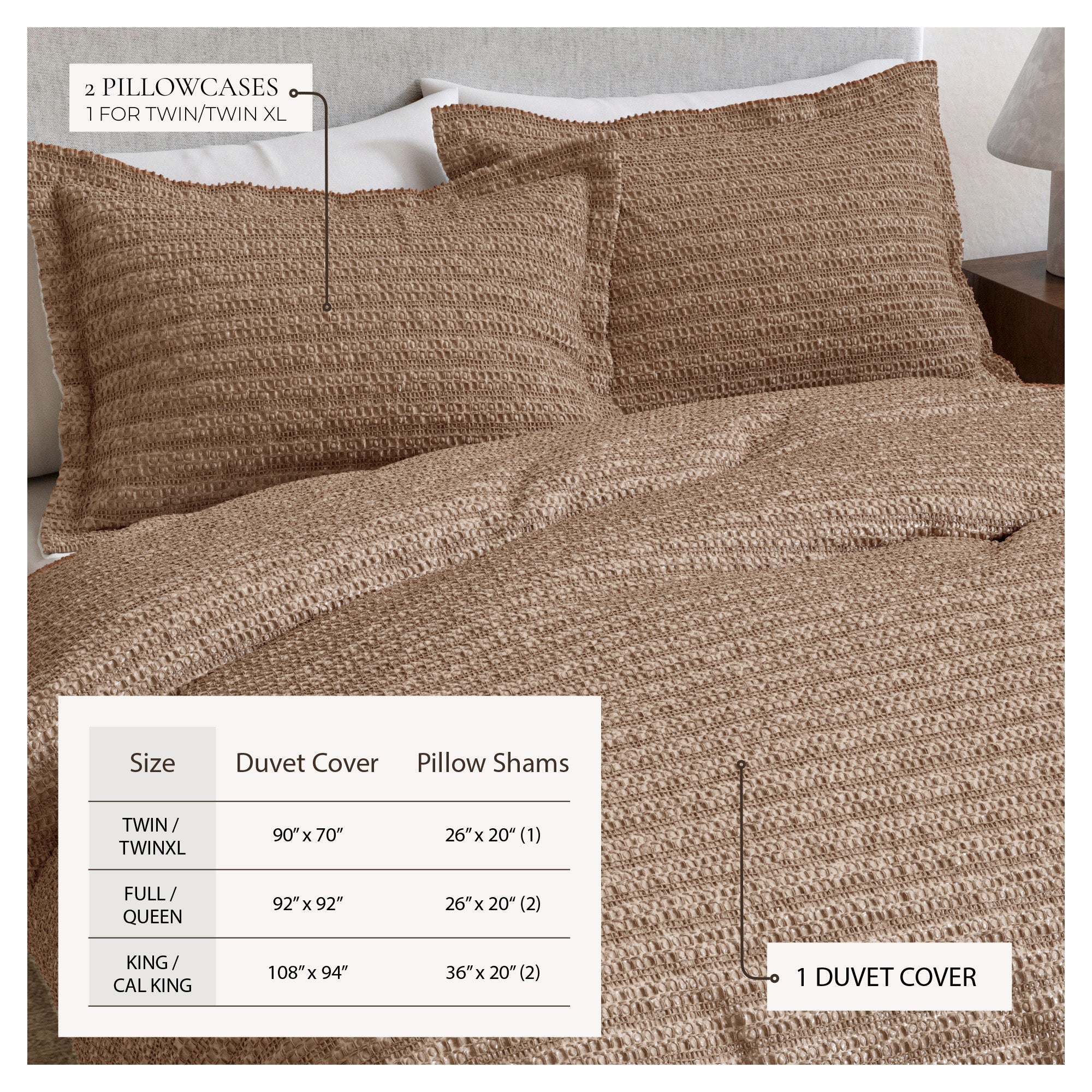 100% Cotton Honeycomb Waffle Duvet Set - Mattea Collection - Best Buy Furniture