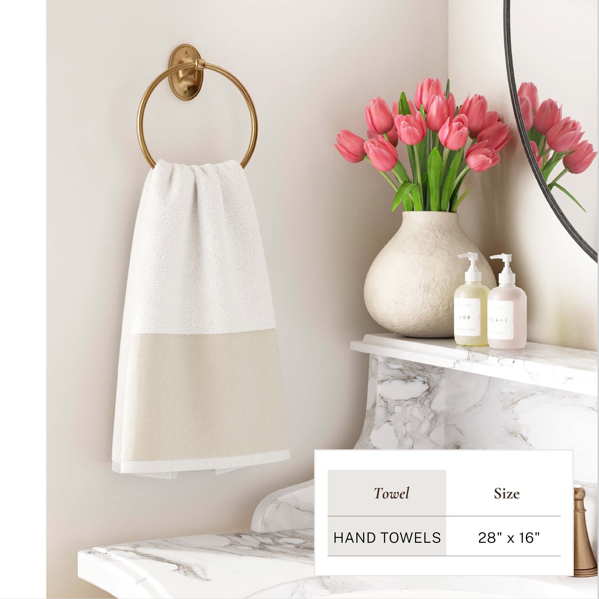 Cotton Linen-Like Border 6-Piece Towel Set - Priya Collection - Best Buy Furniture