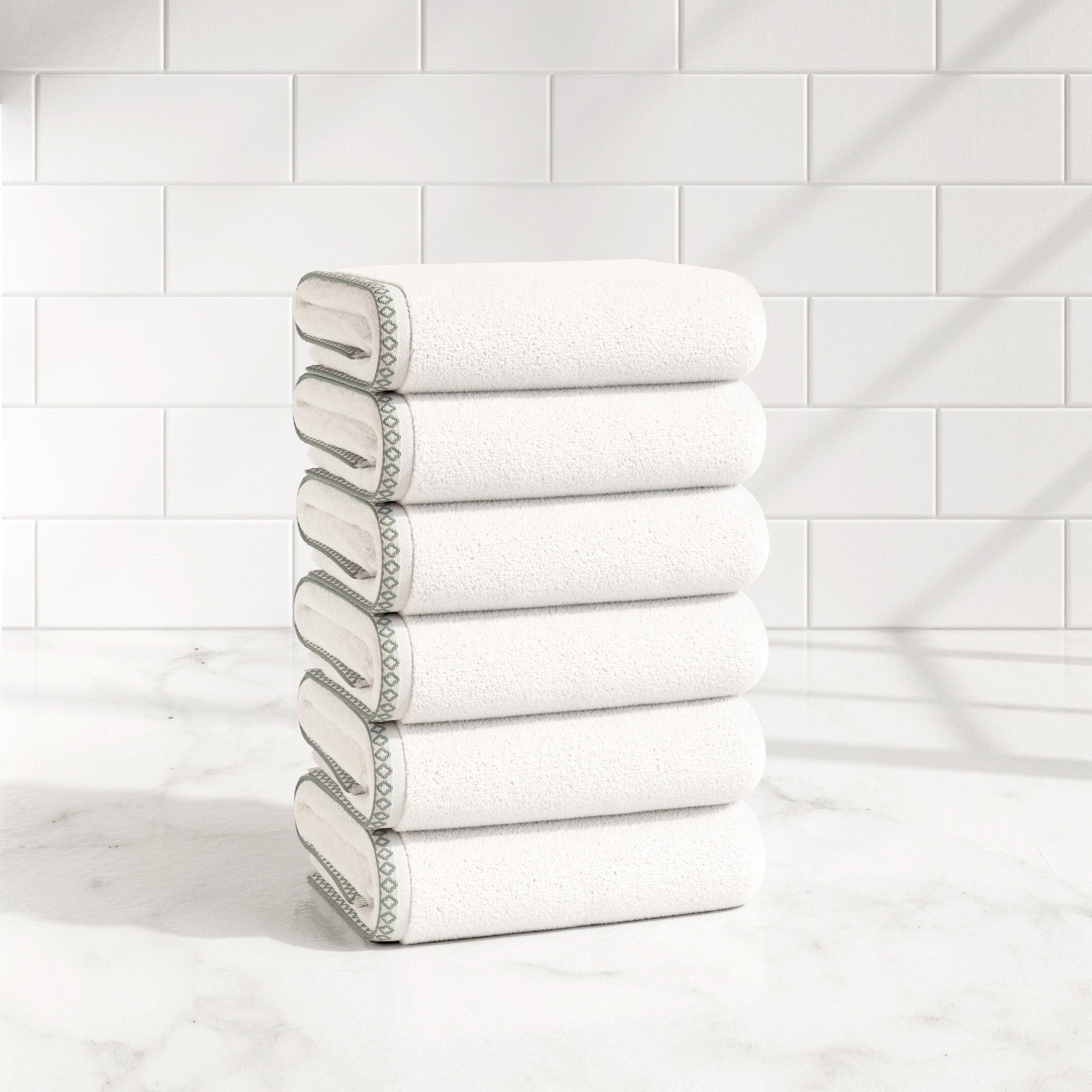 Cotton Border-Stitched 6-Piece Towel Set - Valery Collection - Best Buy Furniture
