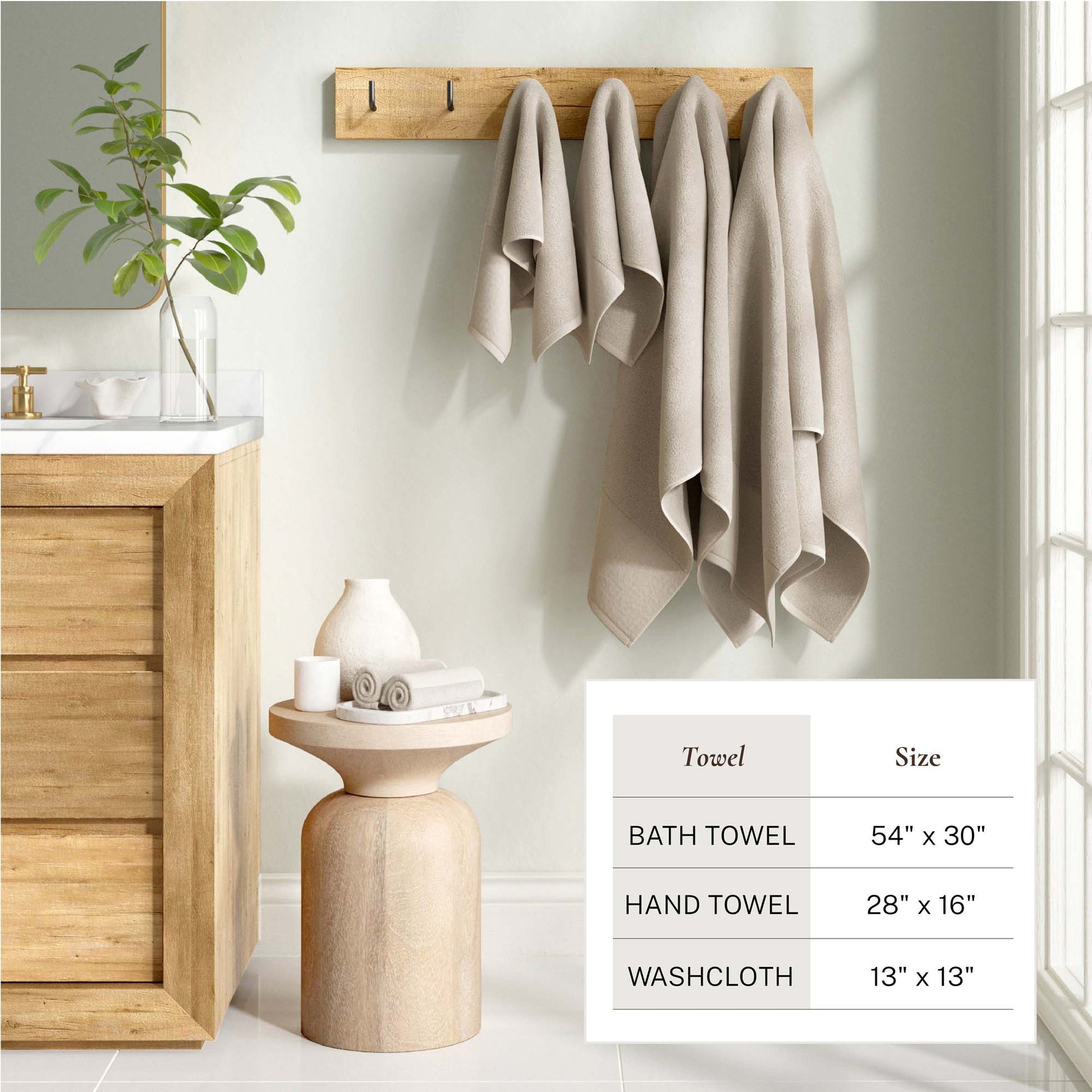 Cotton Linen-Like Border 6-Piece Towel Set - Priya Collection - Best Buy Furniture