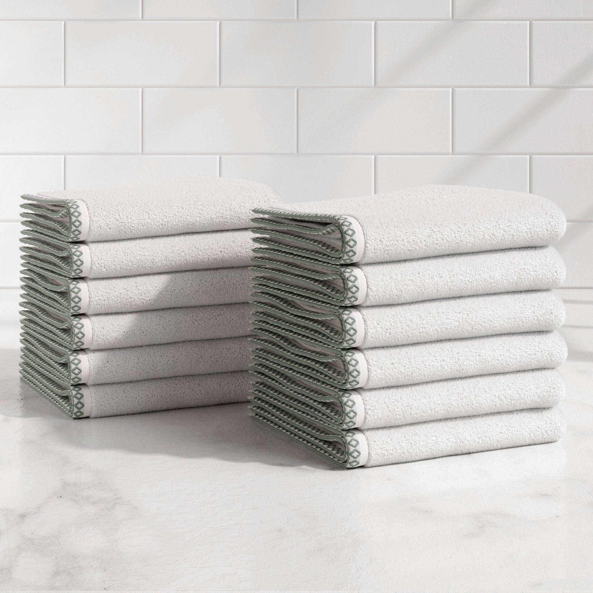 Cotton Border-Stitched 6-Piece Towel Set - Valery Collection - Best Buy Furniture