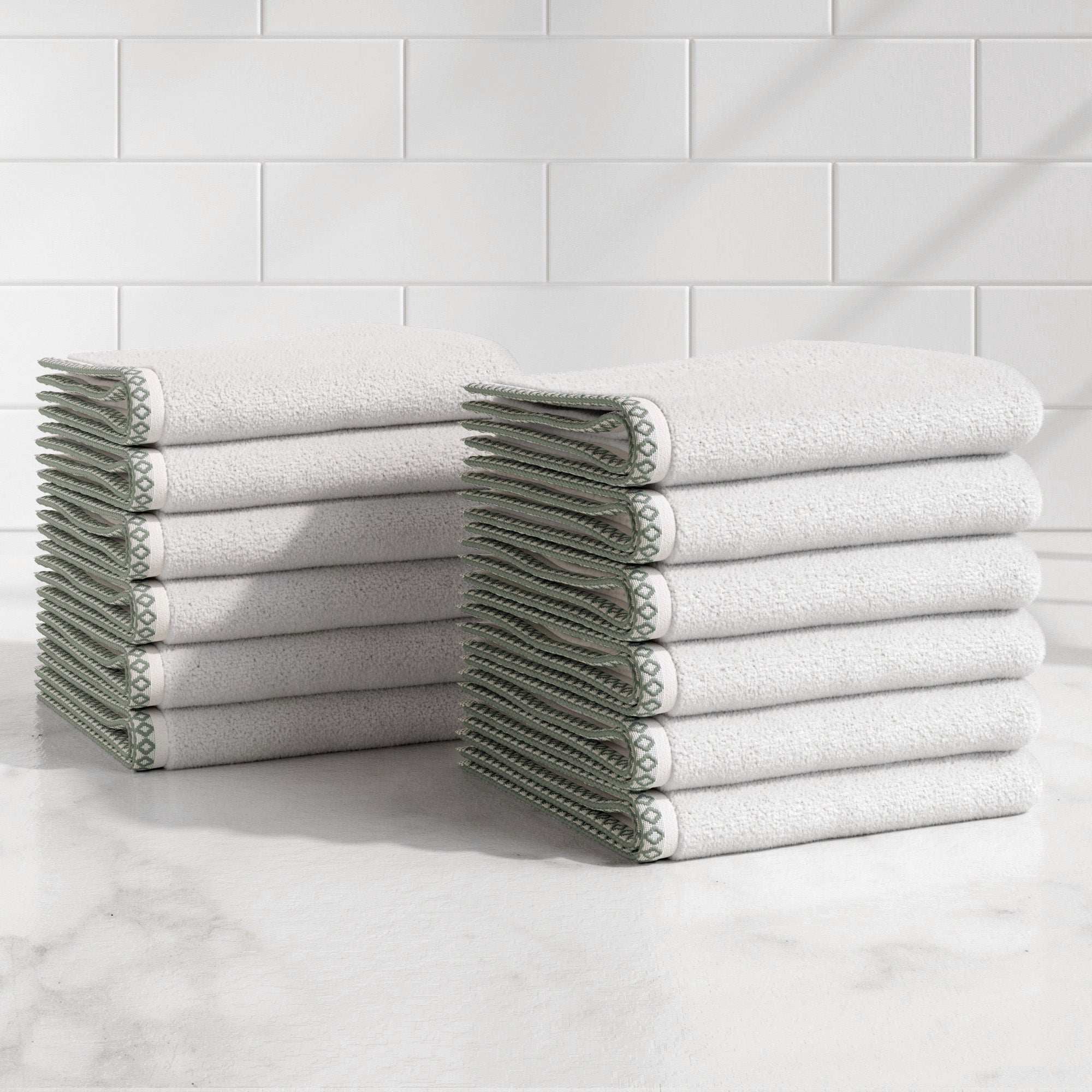 Cotton Border-Stitched 6-Piece Towel Set - Valery Collection - Best Buy Furniture
