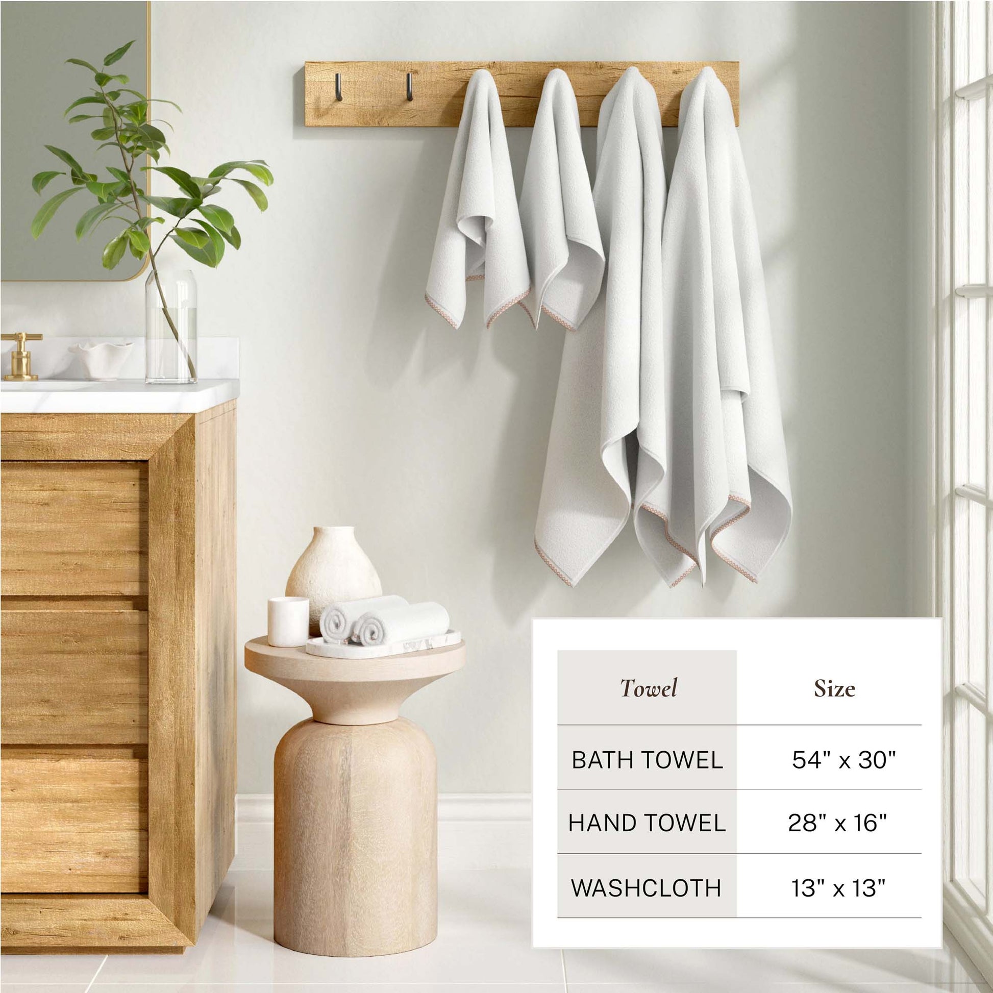 Cotton Border-Stitched 6-Piece Towel Set - Valery Collection - Best Buy Furniture