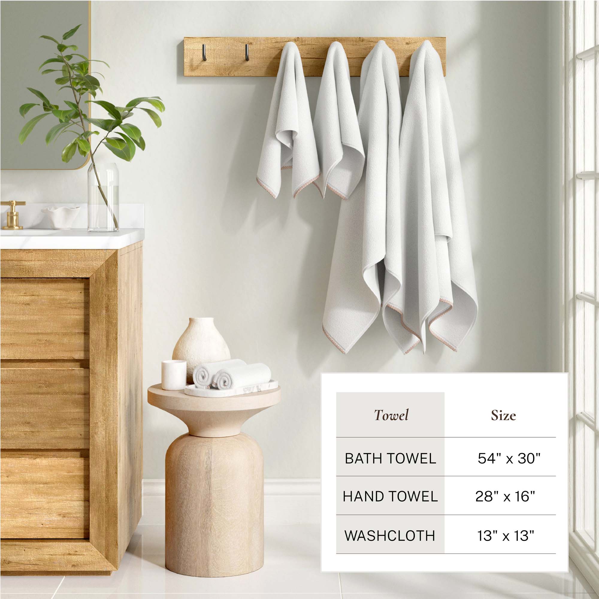 Cotton Border-Stitched 6-Piece Towel Set - Valery Collection - Best Buy Furniture