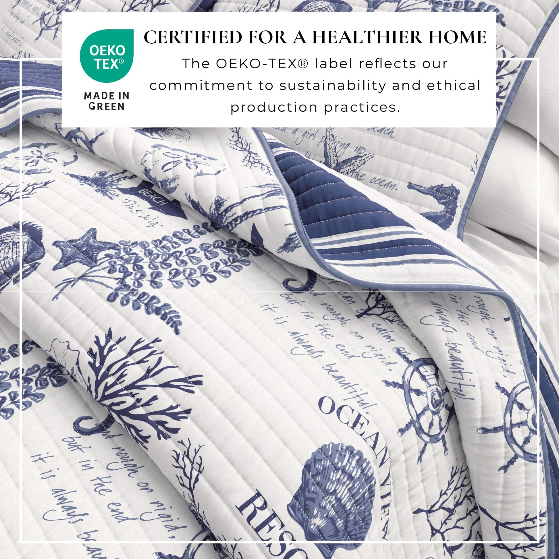 Coastal Printed Cotton Quilt Set - Calypso Collection - Best Buy Furniture