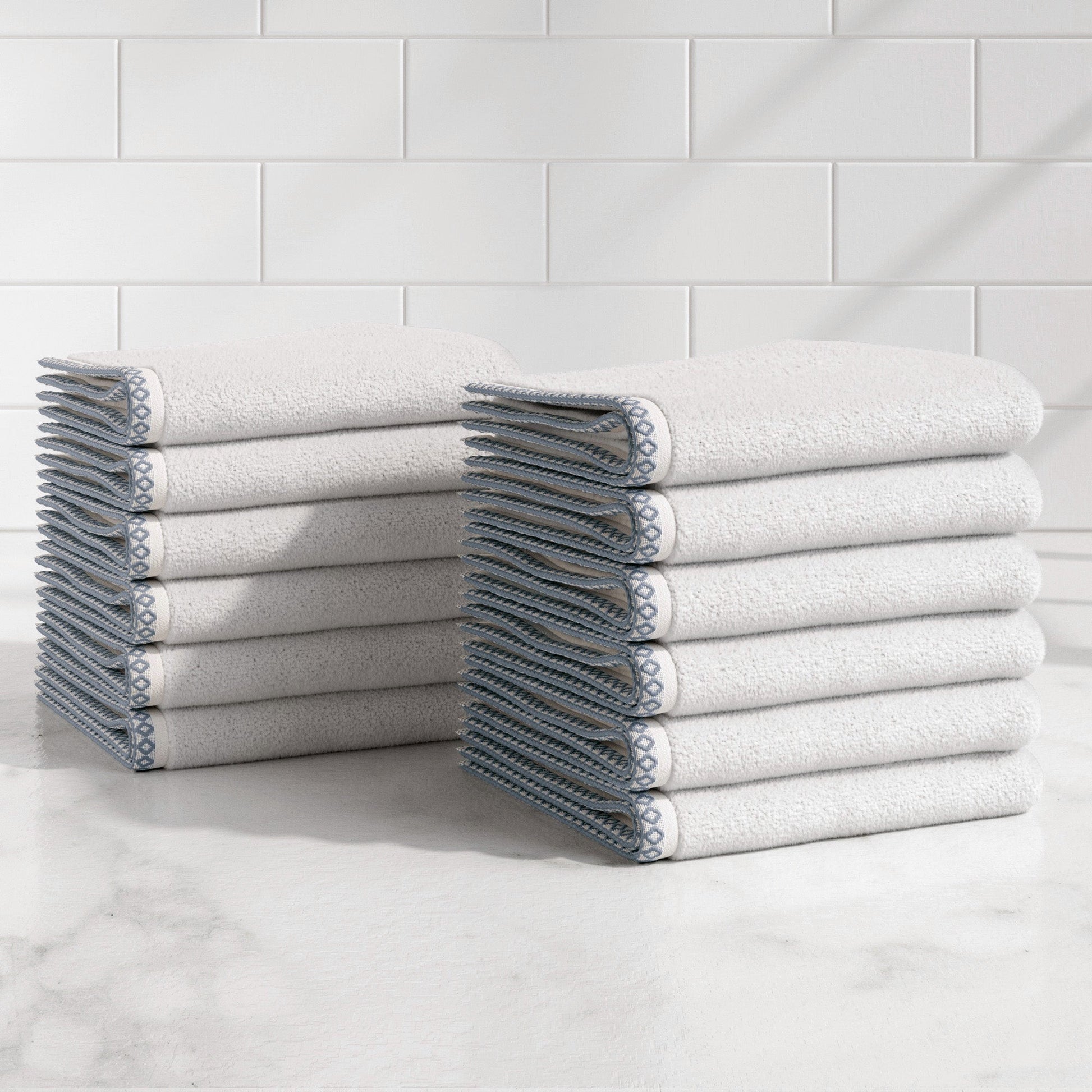 Cotton Border-Stitched 6-Piece Towel Set - Valery Collection - Best Buy Furniture