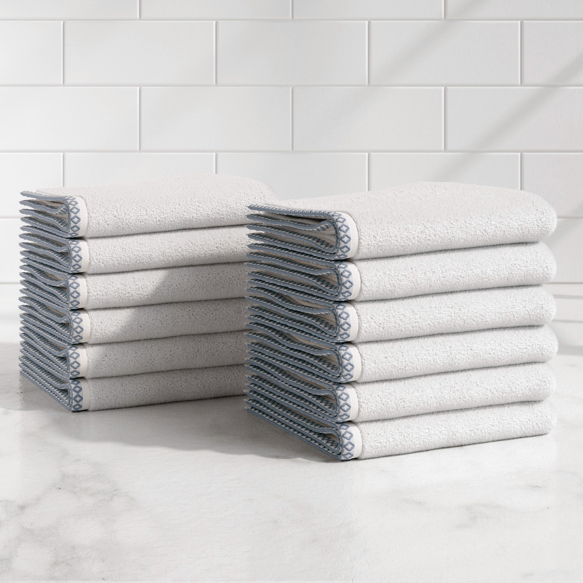 Cotton Border-Stitched 6-Piece Towel Set - Valery Collection - Best Buy Furniture