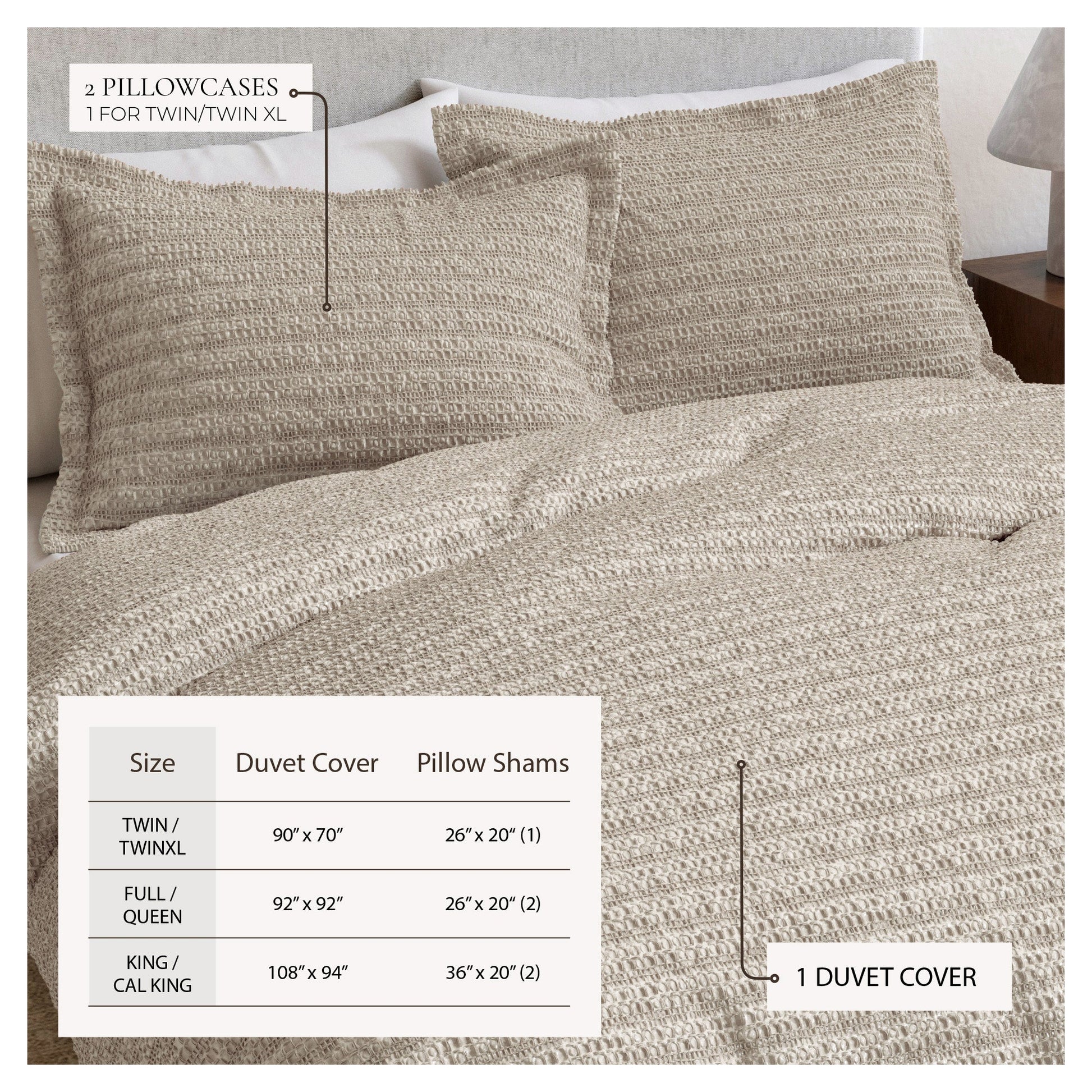 100% Cotton Honeycomb Waffle Duvet Set - Mattea Collection - Best Buy Furniture