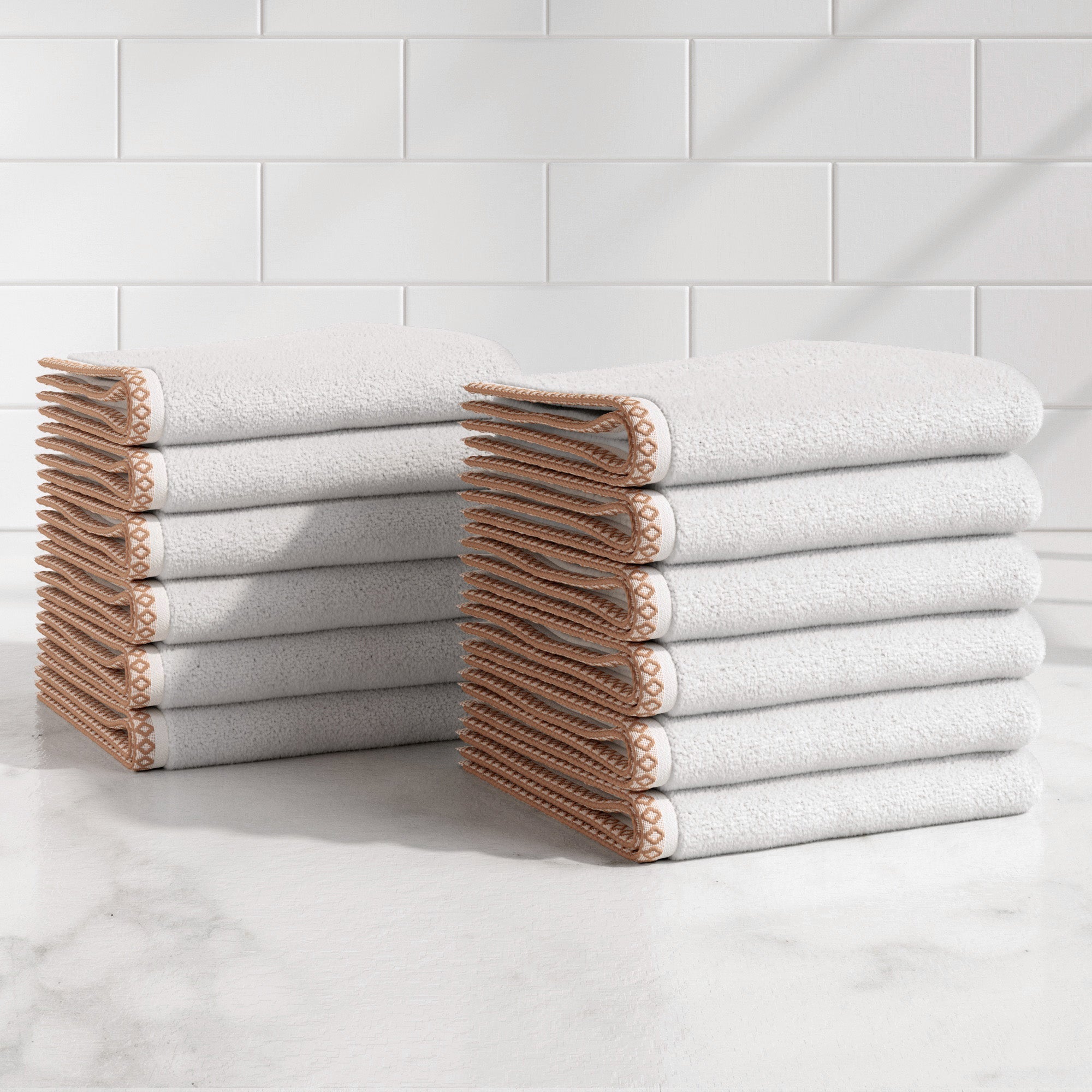 Cotton Border-Stitched 6-Piece Towel Set - Valery Collection - Best Buy Furniture