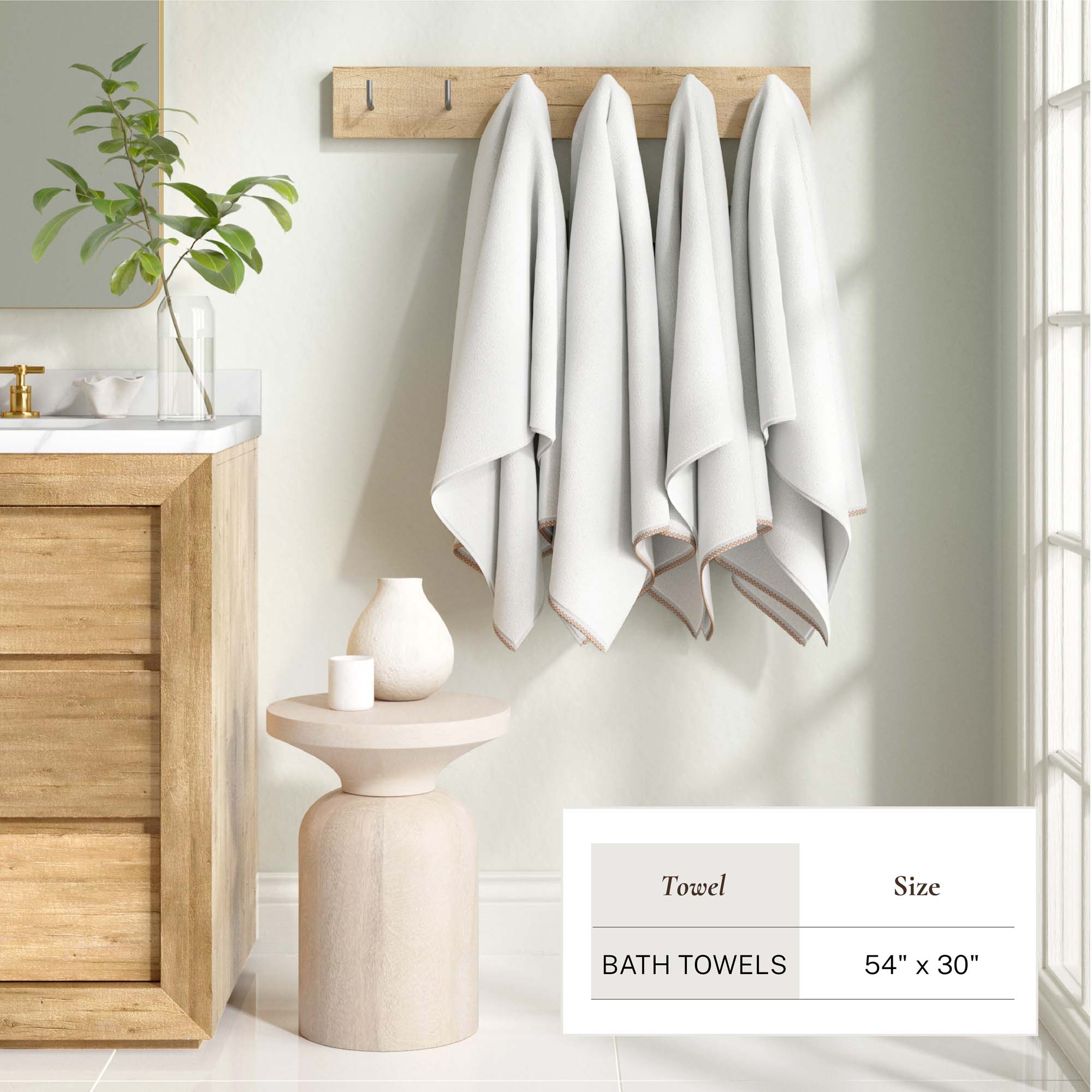 Cotton Border-Stitched 6-Piece Towel Set - Valery Collection - Best Buy Furniture