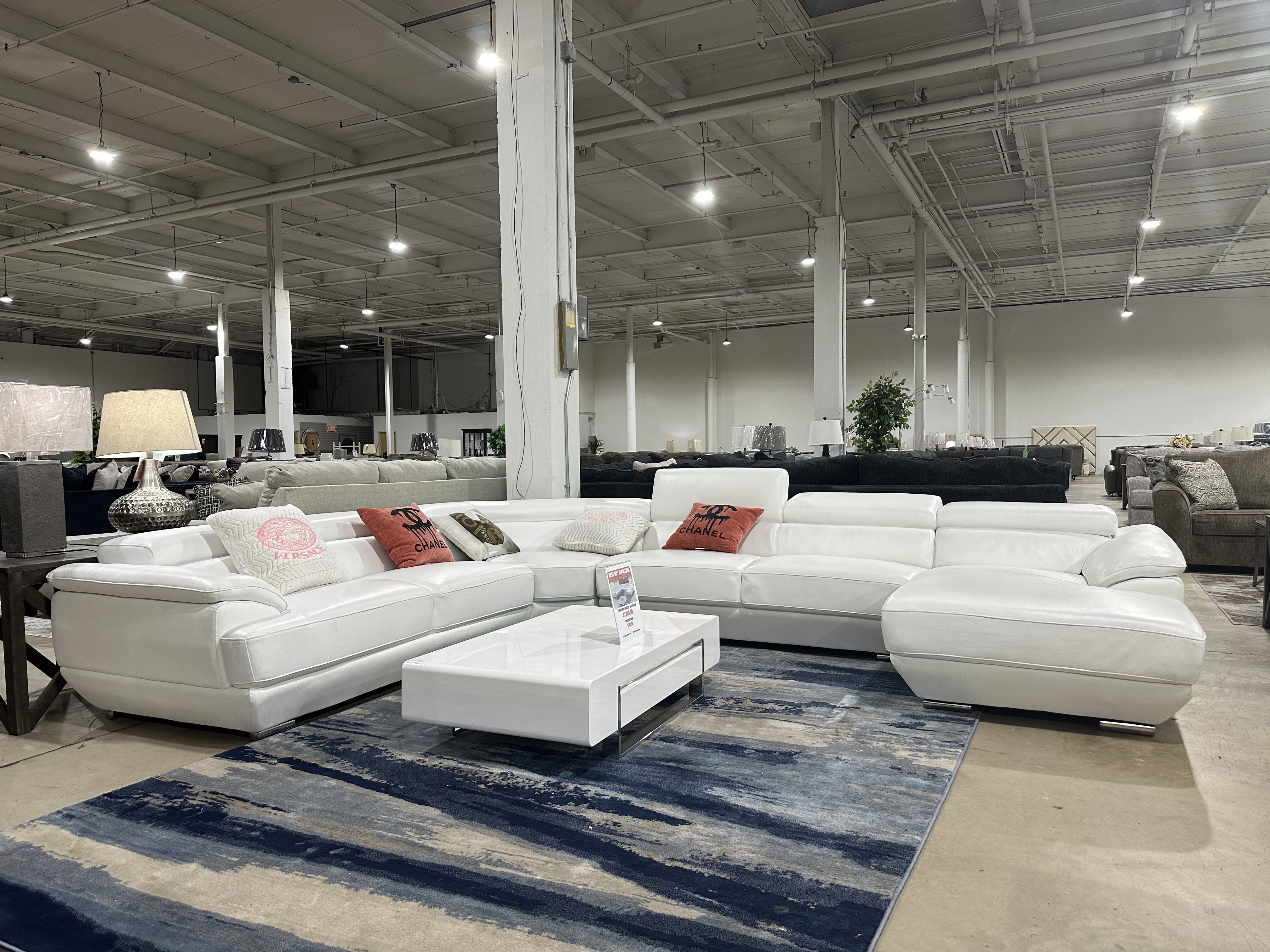 ESF 430 Pure White Leather Sectional 