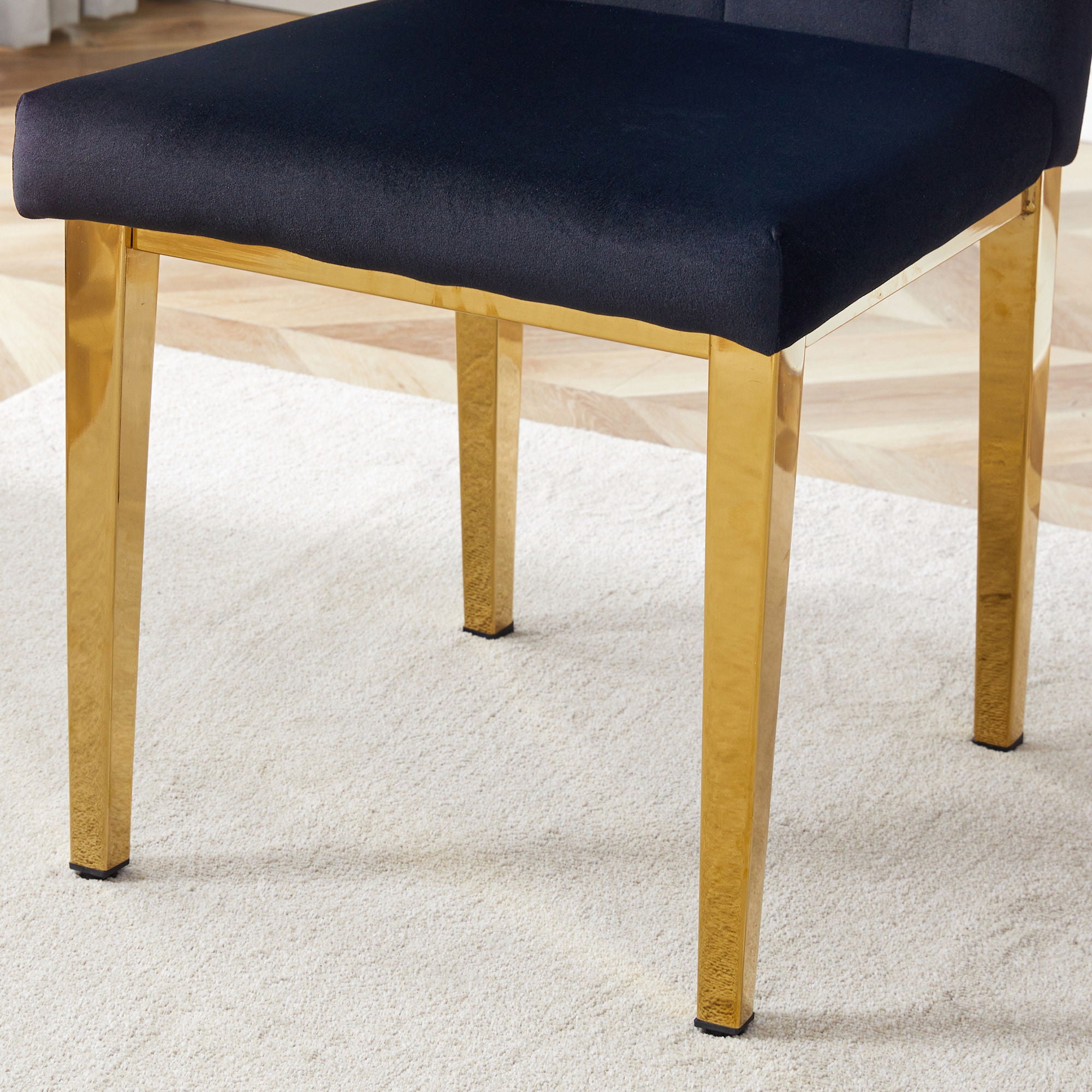 Vintage Style Armless Dining Chairs Set With Grid And Buckle Design