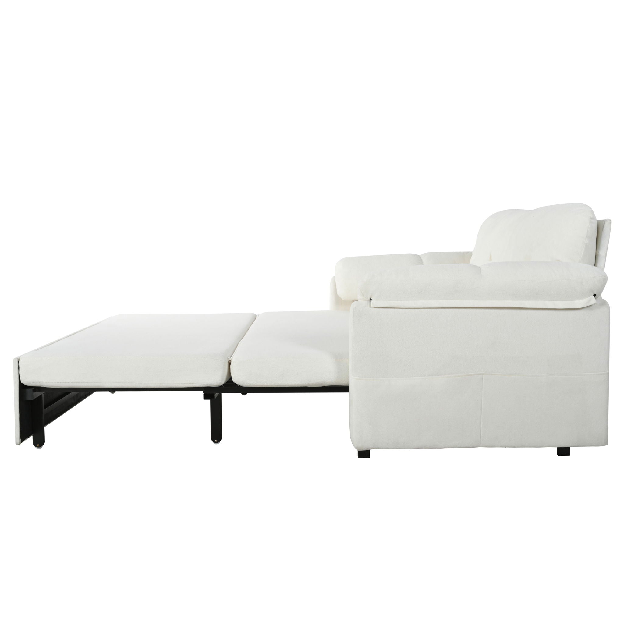Convertible Pull Out Sofa Bed Queen Size, 3 In 1 With Side Storage