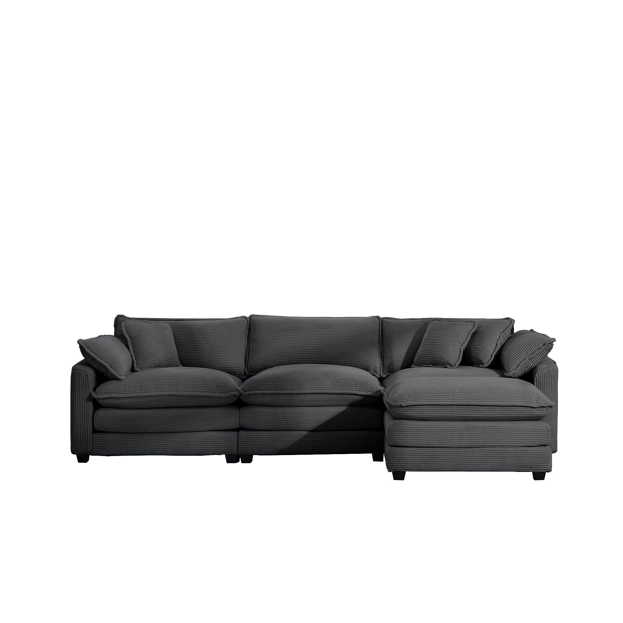 Modern Oversized Modular Cushion Sofa With Ottoman, Low Back, Deep Seating Sofa Set