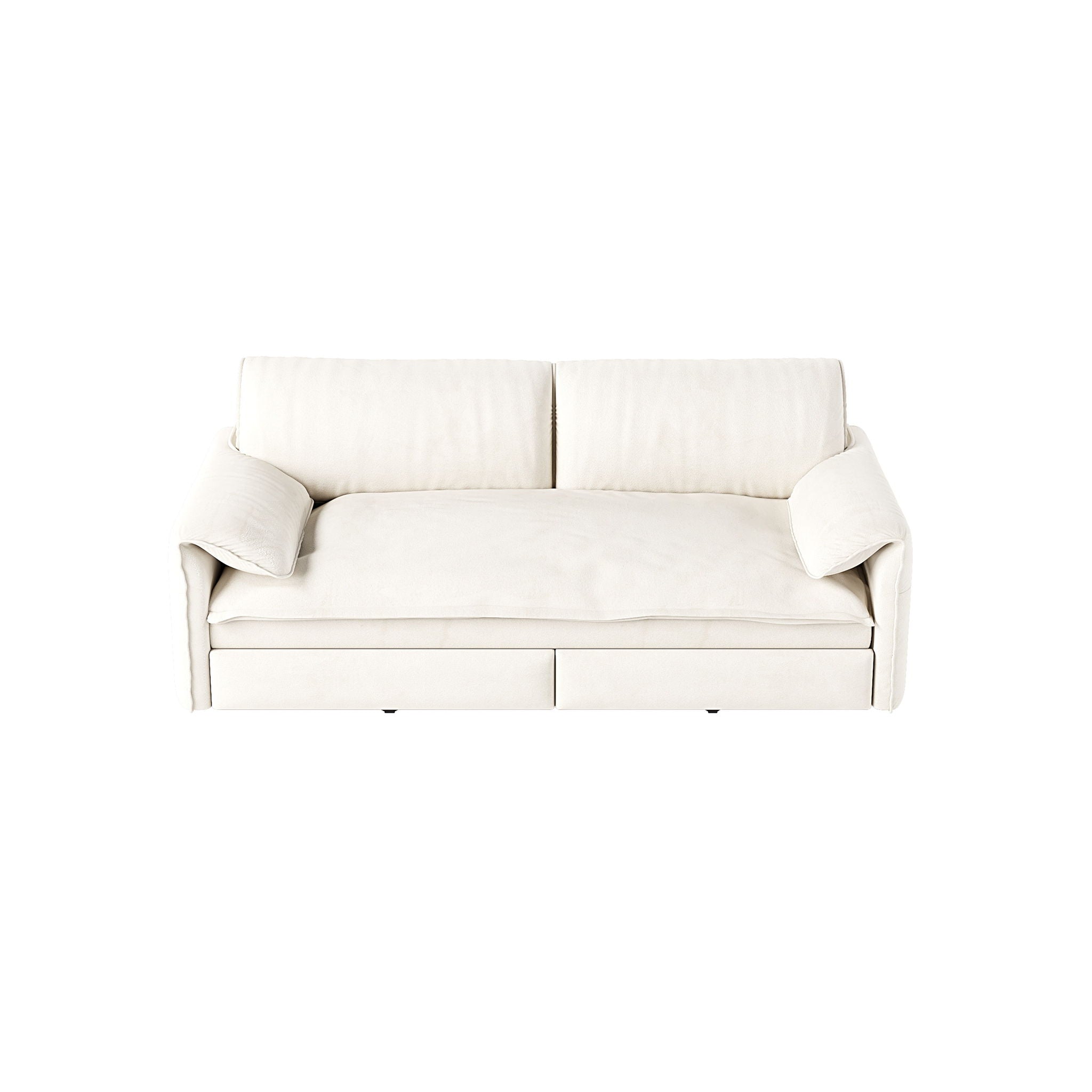 Queen Pull Out Sofa Bed, 3 In 1 Convertible Sleeper Sofa With Side Storage For Living Room - Beige