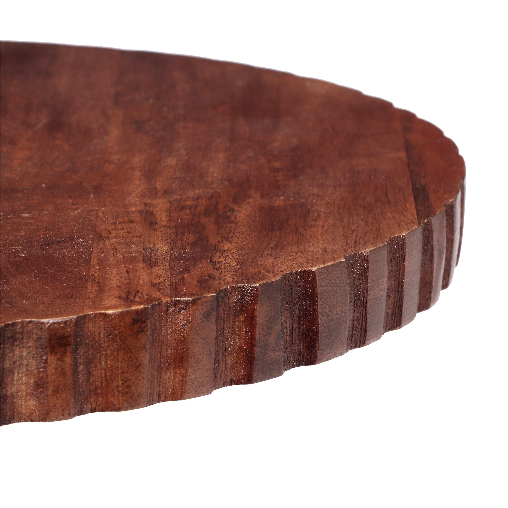 Modern Mango Wood Round End Table With Pedestal Base - Honey
