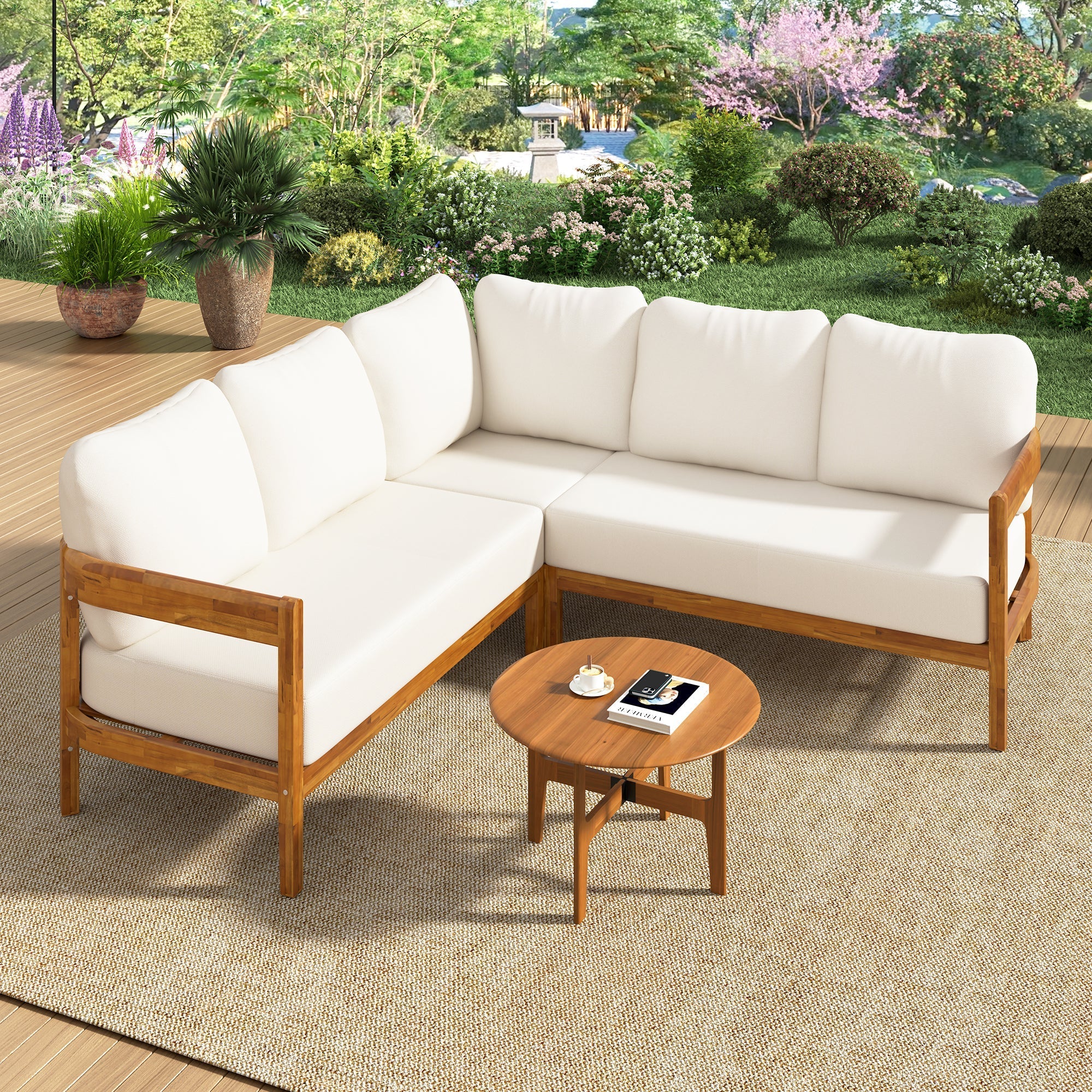 U_Style Acacia Solid Wood Patio Furniture Set