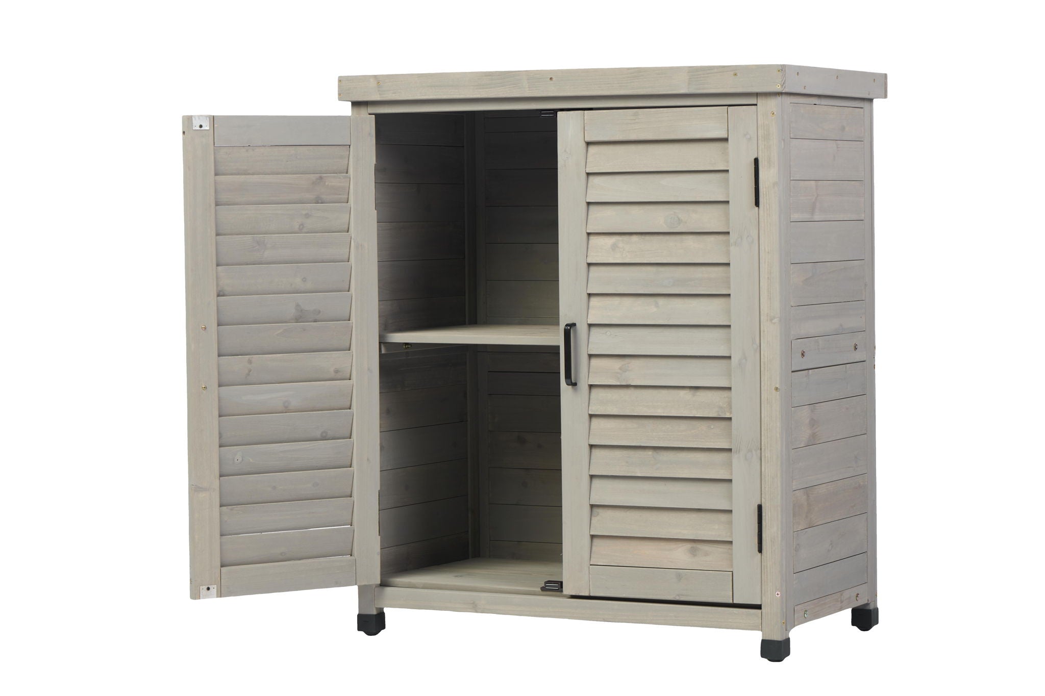 Potting Bench With Storage Cabinet And Metal Table Top For Outdoor