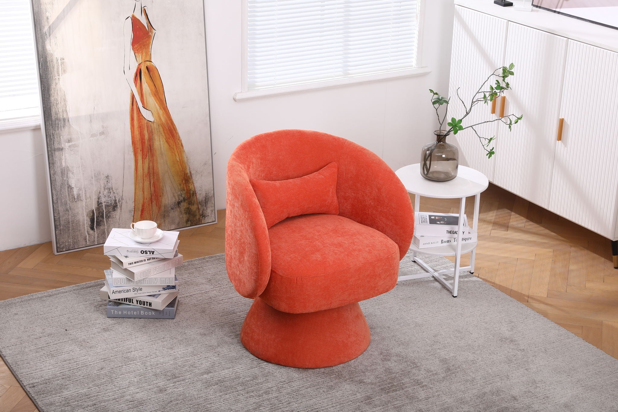 Swivel Accent Chair Armchair, Round Barrel Chair For Living Room Bedroom