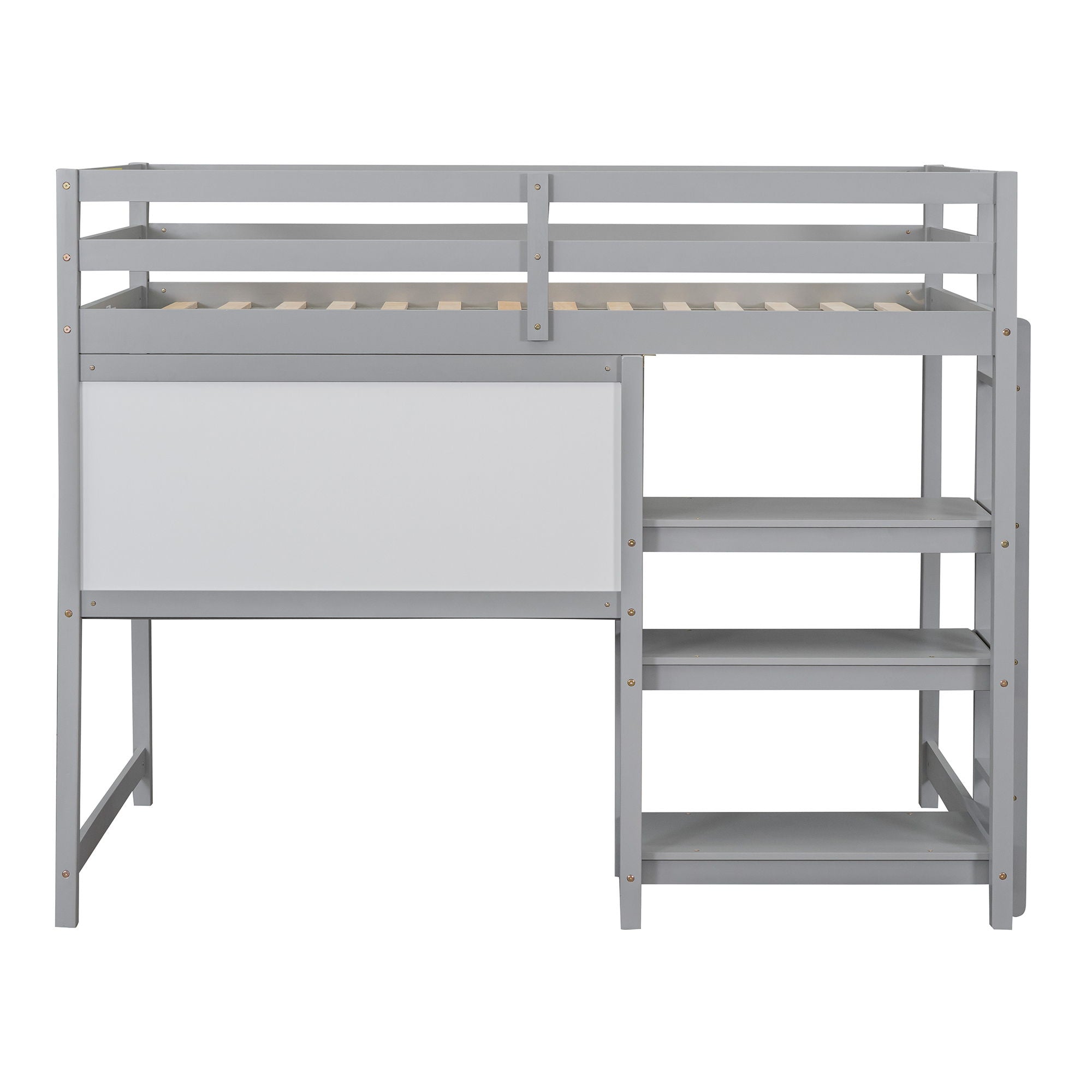 Loft Bed With Shelves, Desk And Writing Board