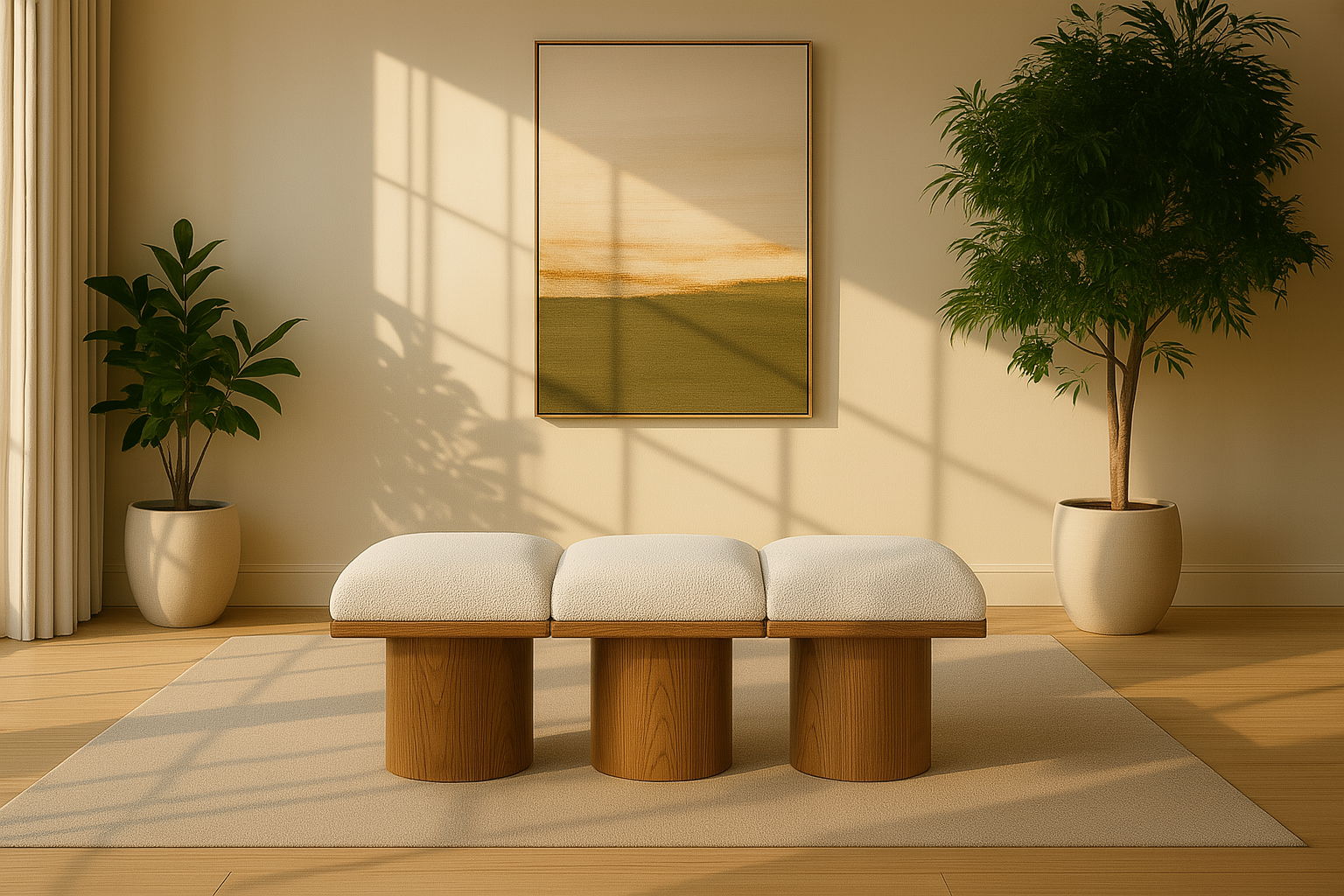 Pavilion - 3 Piece Modular Bench With Brown Base