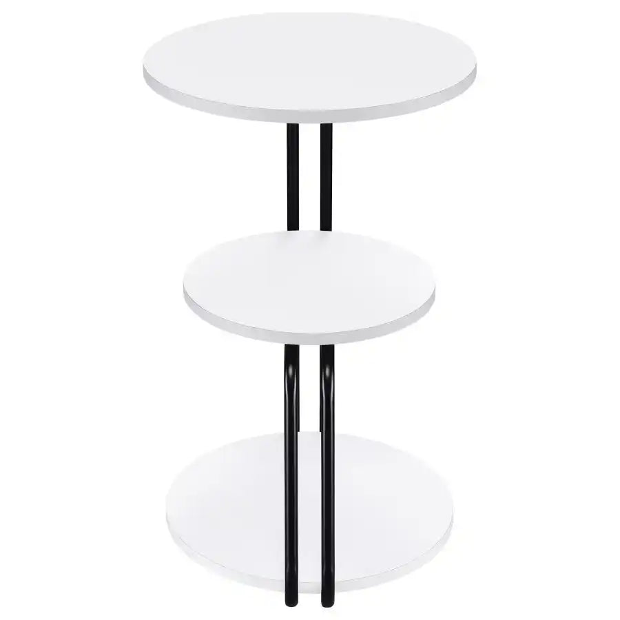 Hilly - 3-Tier Round Accent Side Table - White And Black