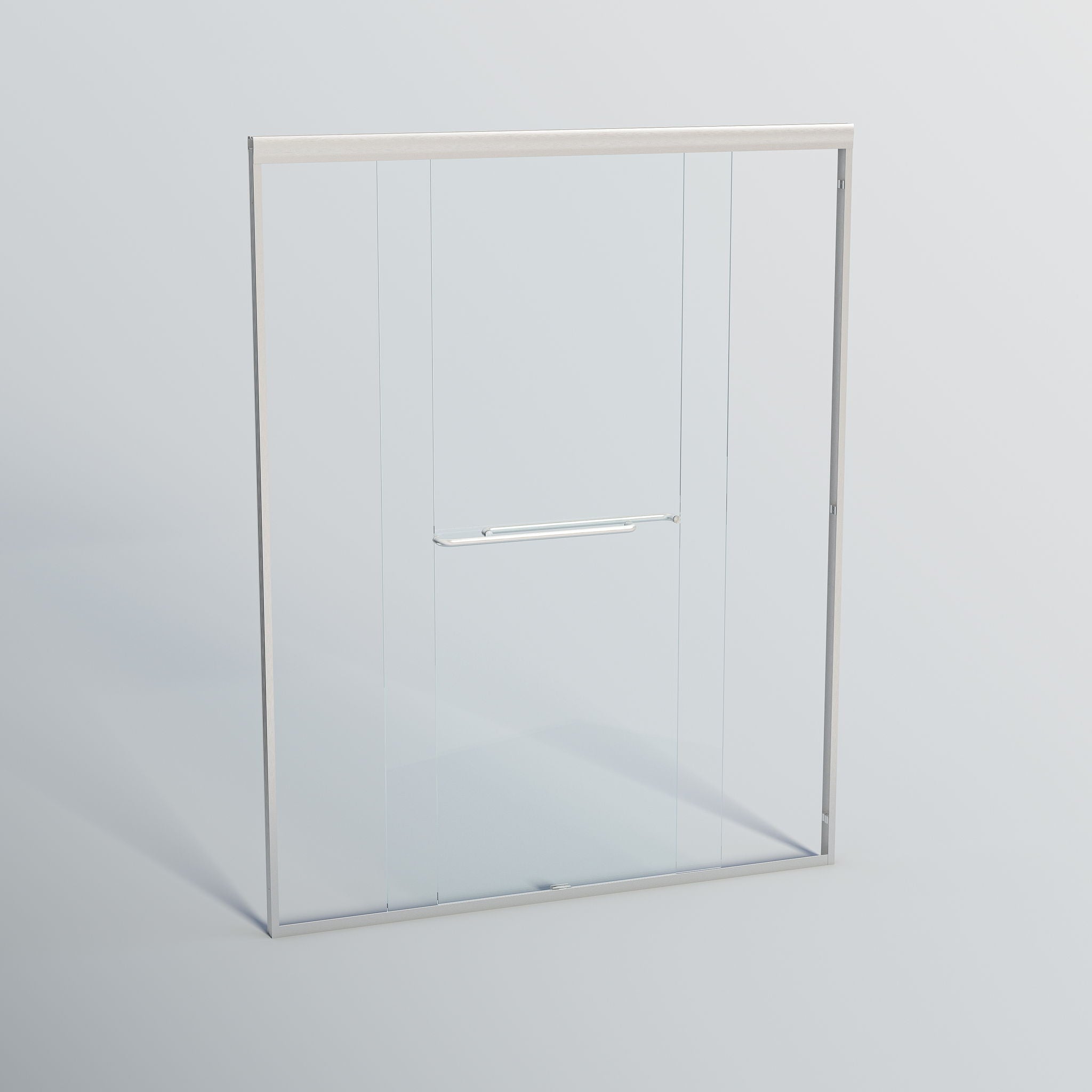 Double Sliding Shower Door, Semi-Frameless Bypass Bathroom Sliding Door With 1/4" (6 Mm) Tempered Glass For Walk-In Shower