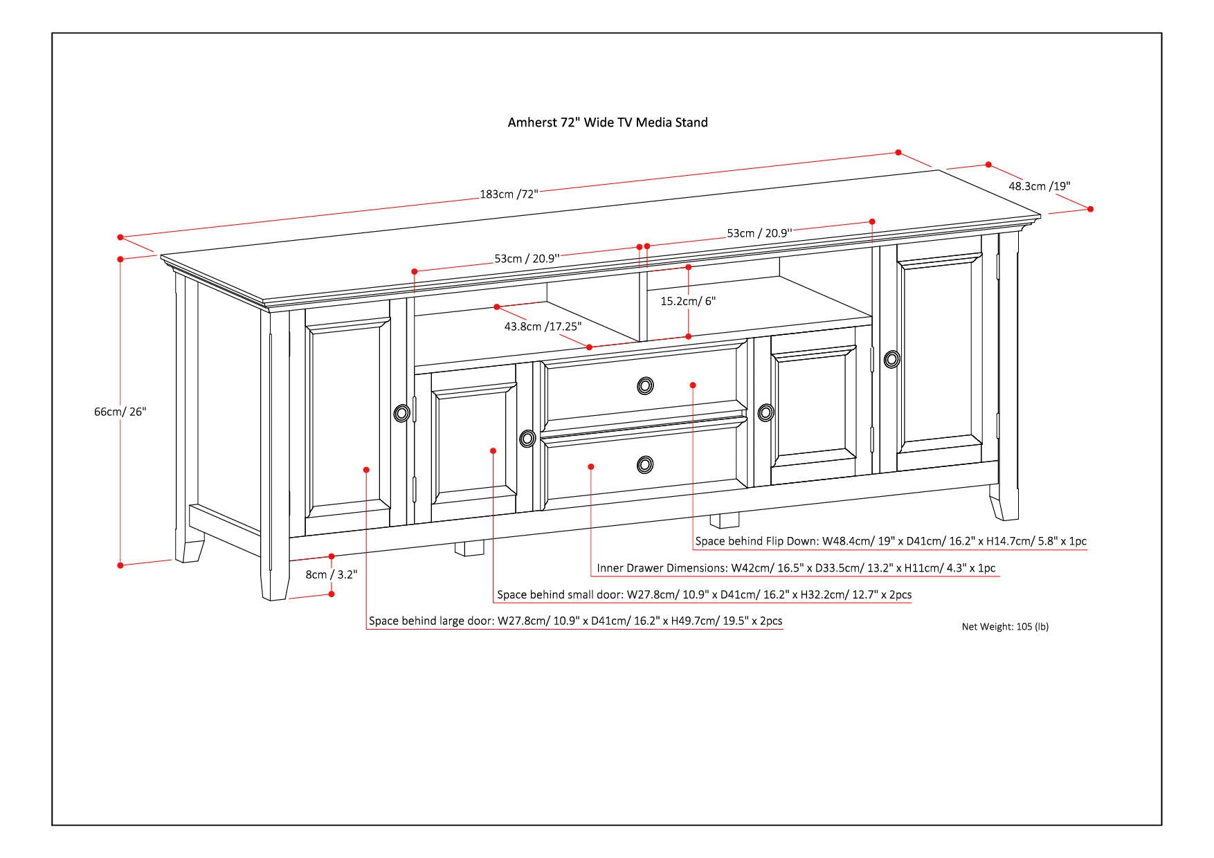 Amherst - Wide TV Media Stand