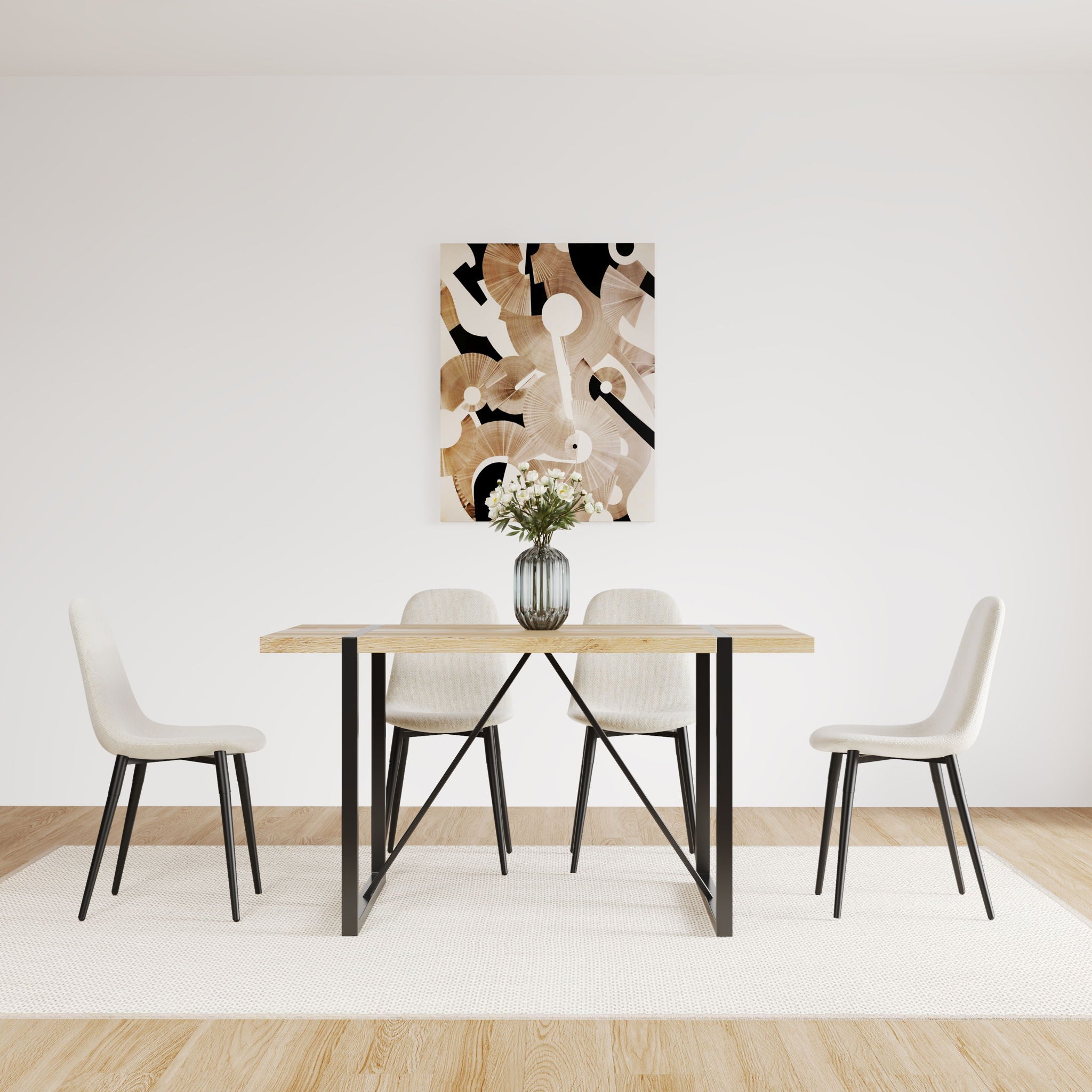 Modern Accent Dining Chairs Upholstered Seat, Metal Legs (Set of 4)