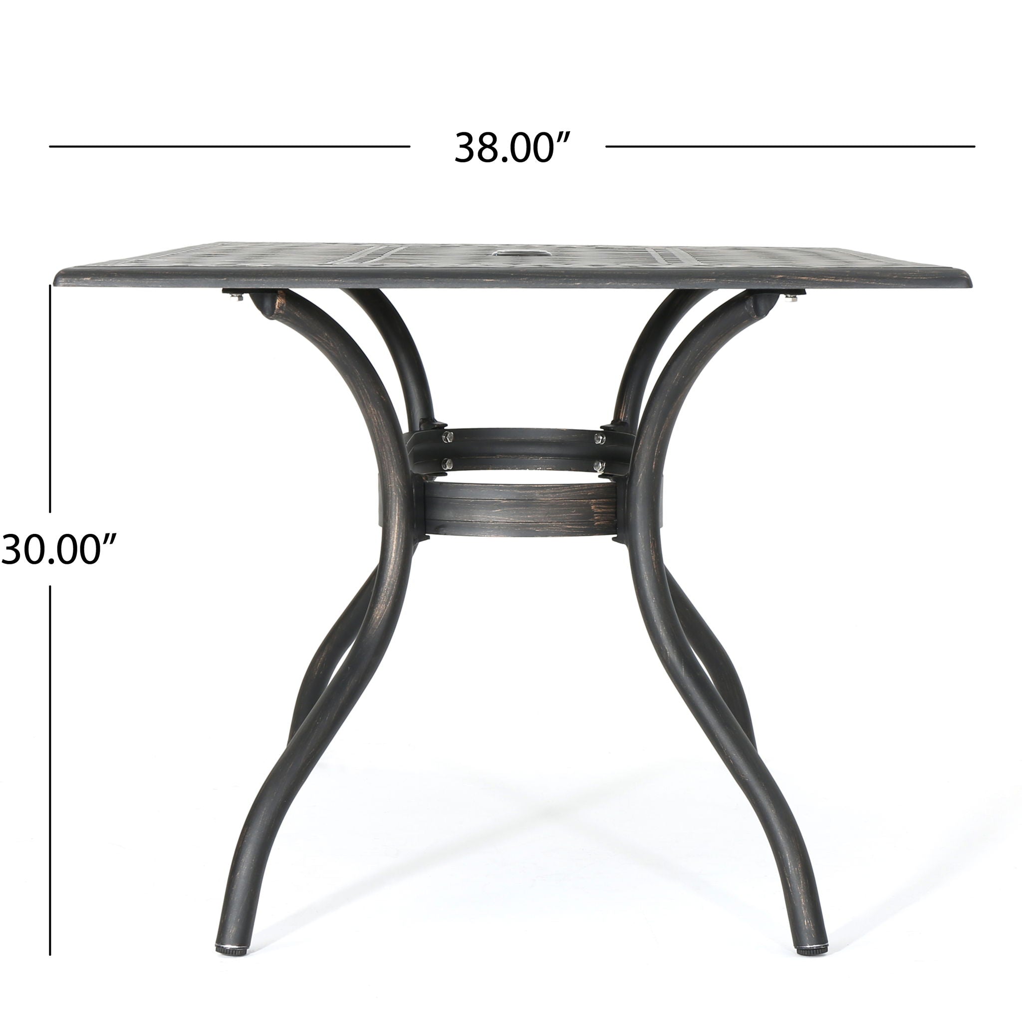 Enchantia - Outdoor Rectangular Dining Table With Weave Tabletop And Flared Legs - Copper