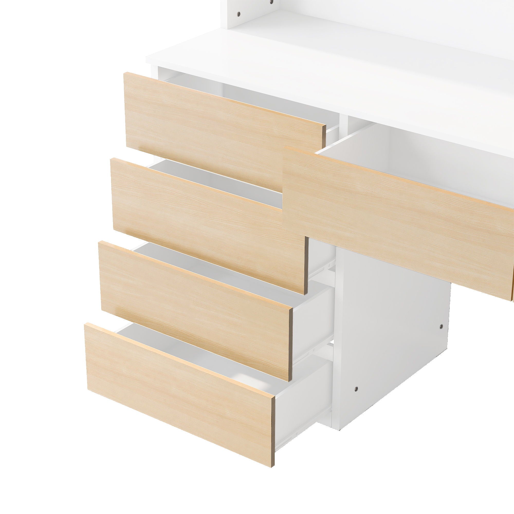 2 Door Storage Desk Wardrobe For Bedroom With Shelves And Drawers