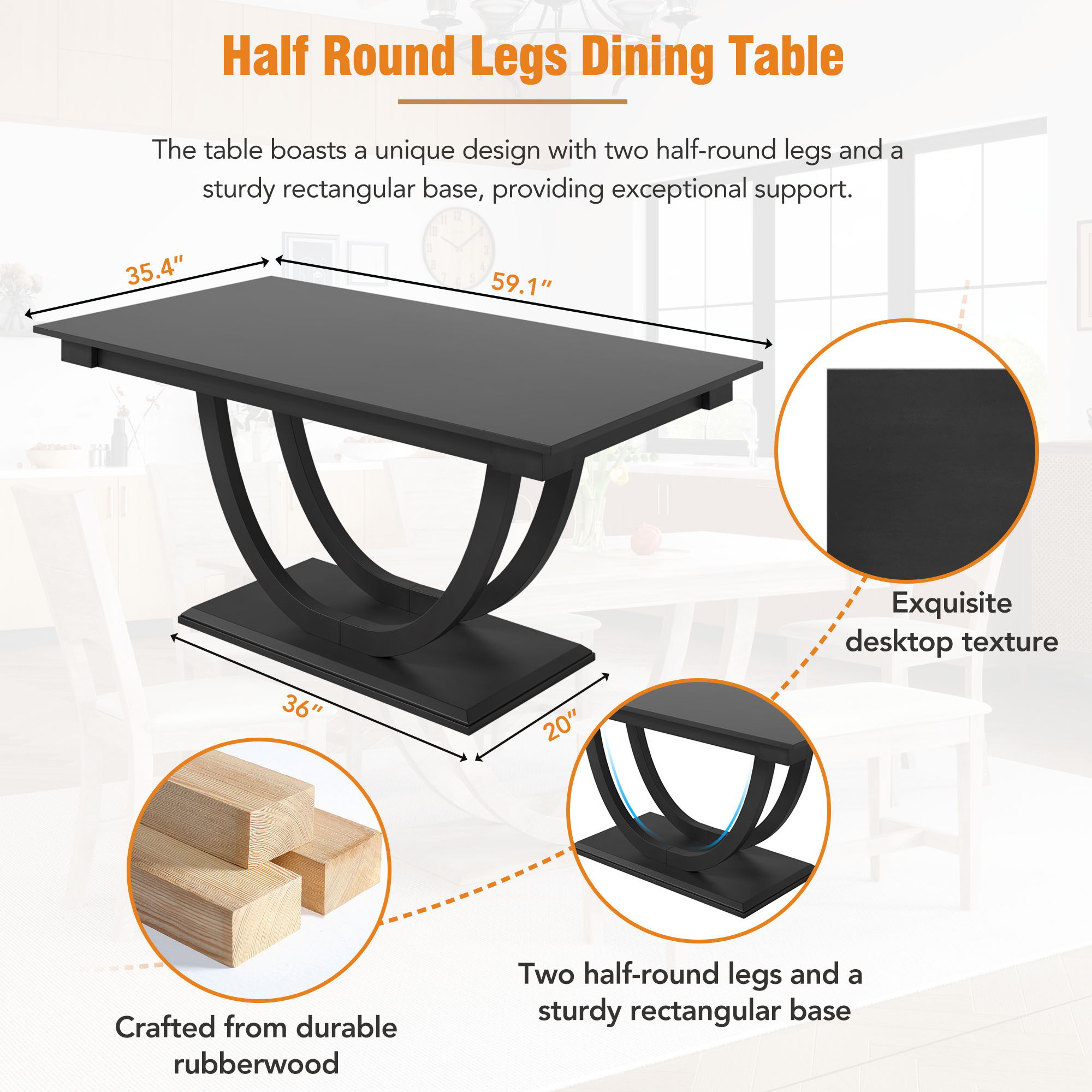 Topmax - 6 Piece Wood Half Round Dining Table Set Kitchen Table Set With Long Bench And 4 Dining Chairs, Modern Style - Best Buy Furniture