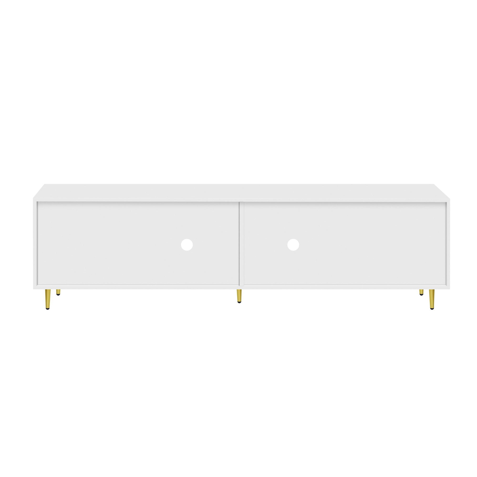 Modern TV Stand With Glass Door, 4 Drawers And 2 Cabinets