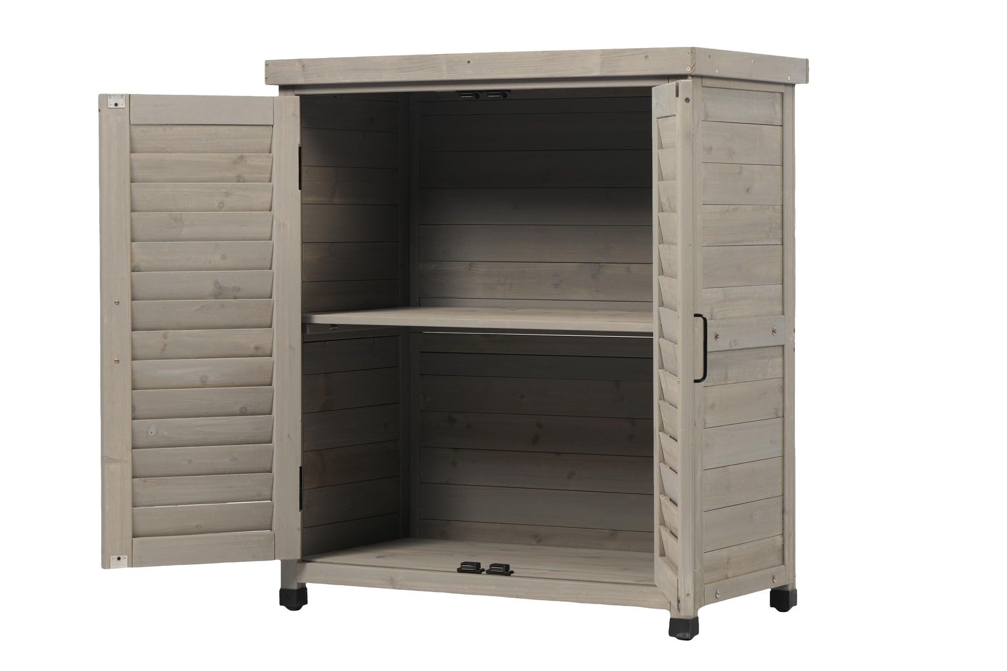 Potting Bench With Storage Cabinet And Metal Table Top For Outdoor