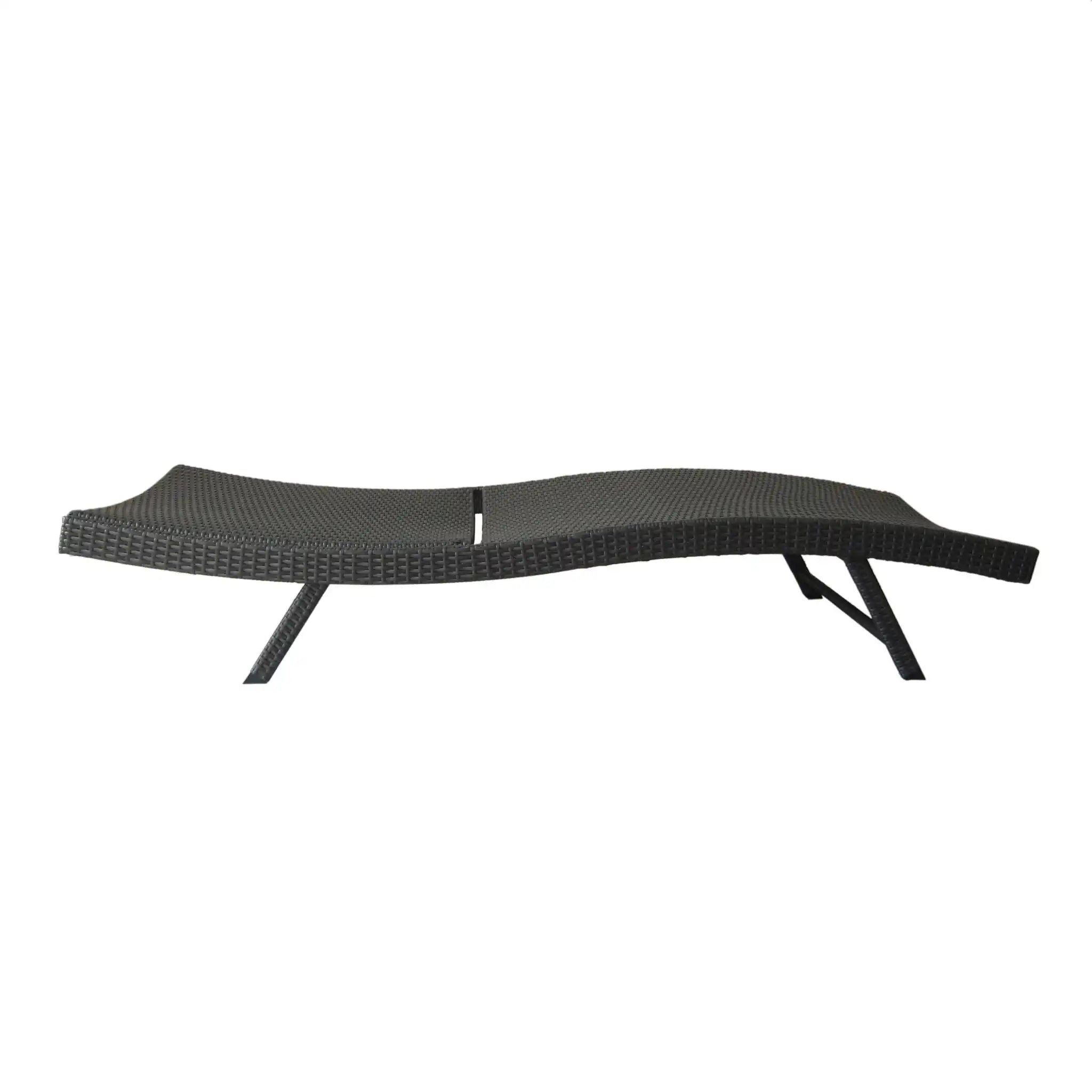 Wicker Chaise With Adjustable Reclining Seats (Set of 2) - Gray