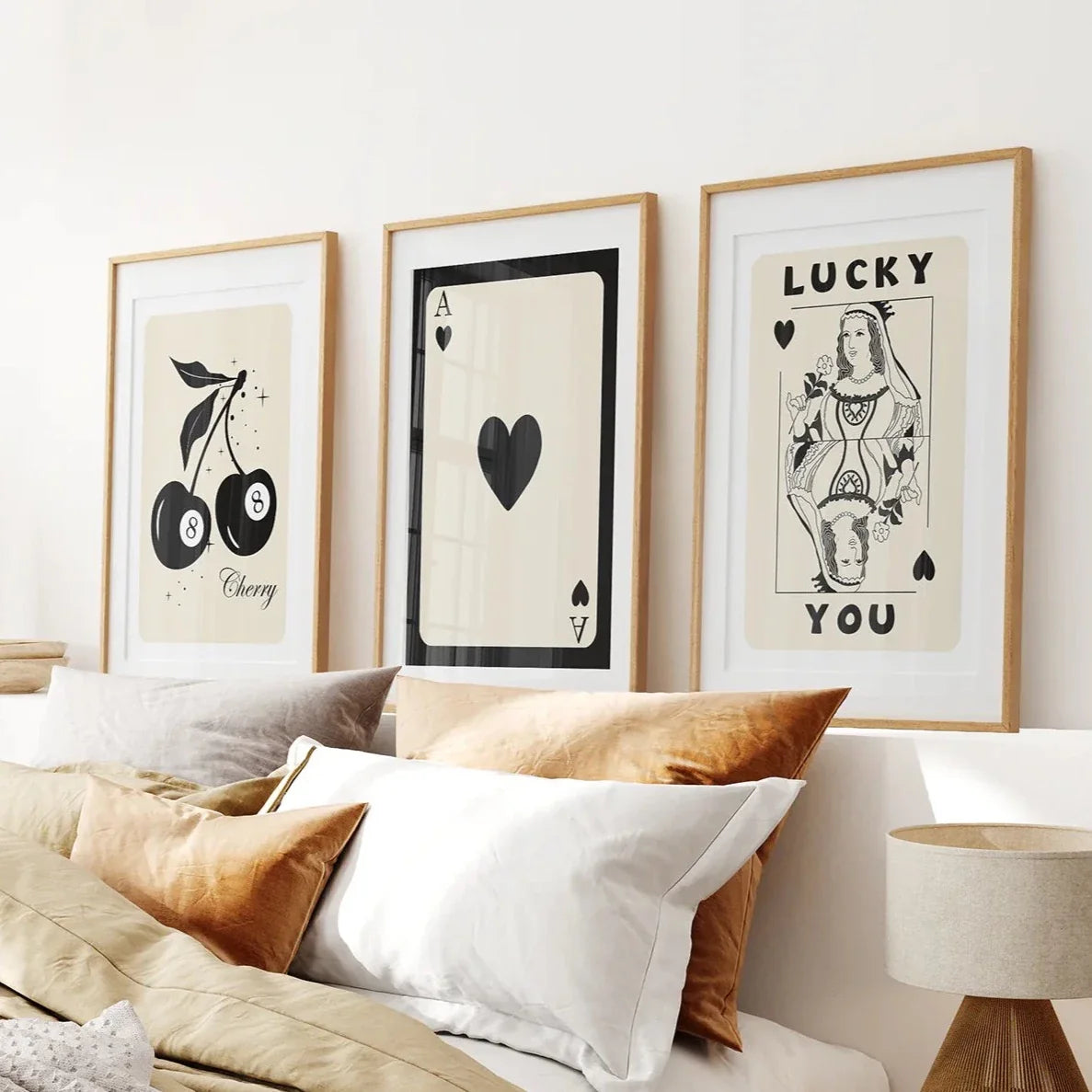 Beige Queen of Hearts Retro Wall Art Poster