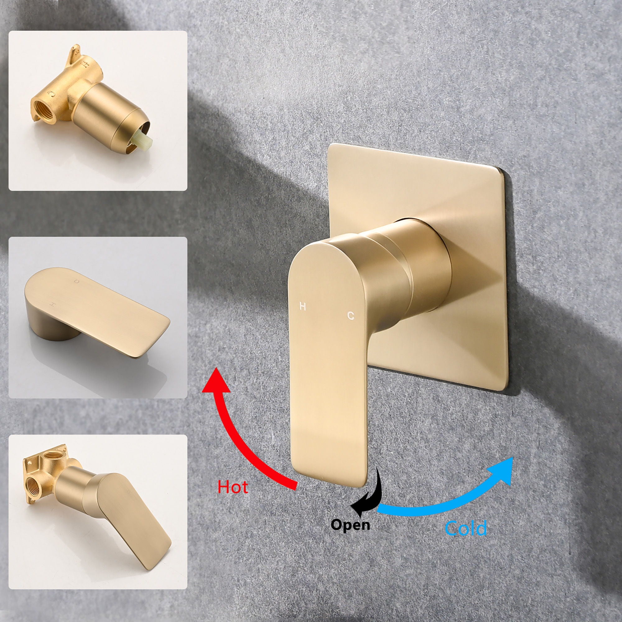Modern Wall Mounted Bathroom Sink Faucet With Single Handle And Waterfall Design Stainless Steel - Brushed Gold