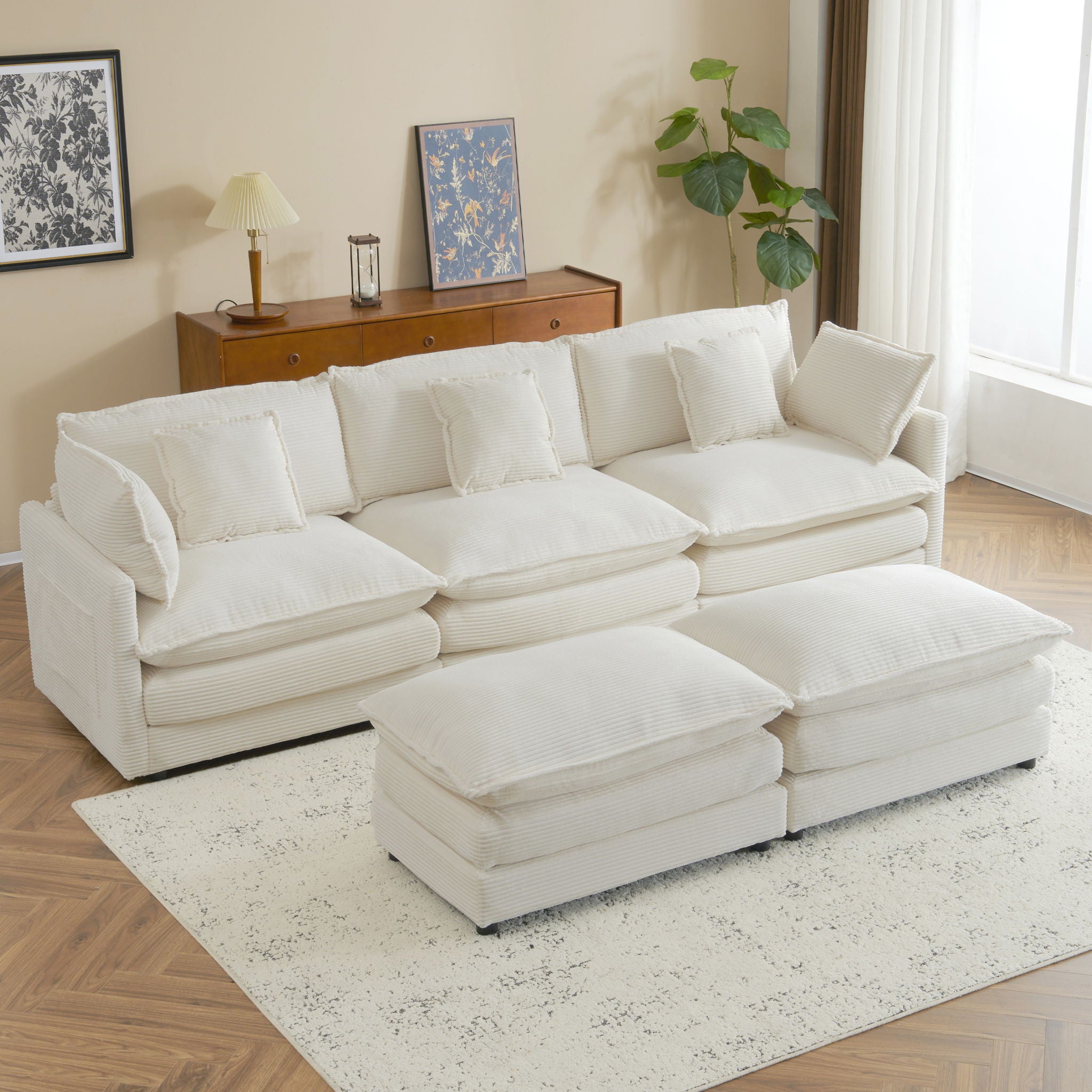 Modern Modular Sectional Sofa With Side Storage Pockets For Living Room