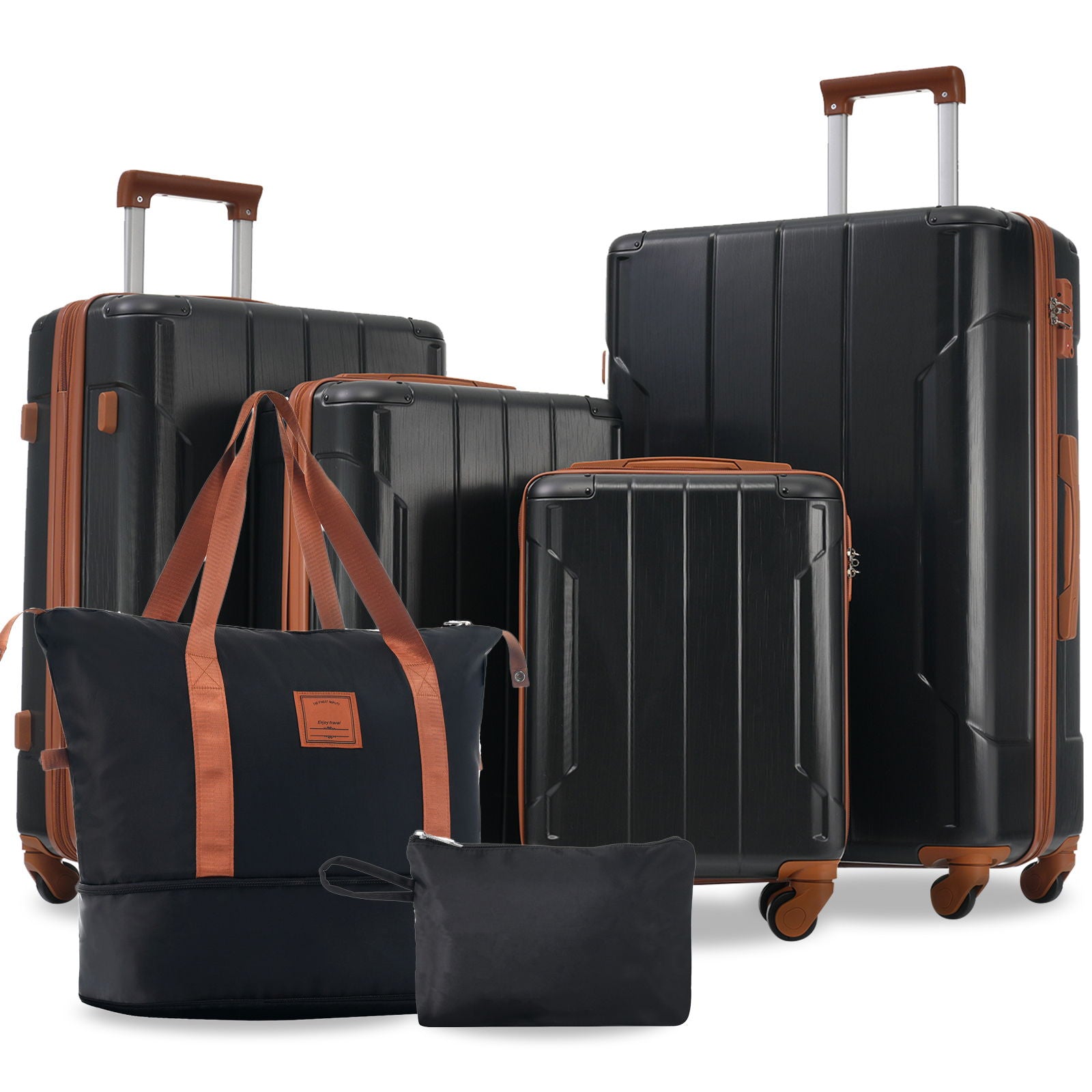 Hardshell Luggage 6 Piece Suitcase Set, Expandable Lightweight Suitcases With Wheels, Tsa Lock