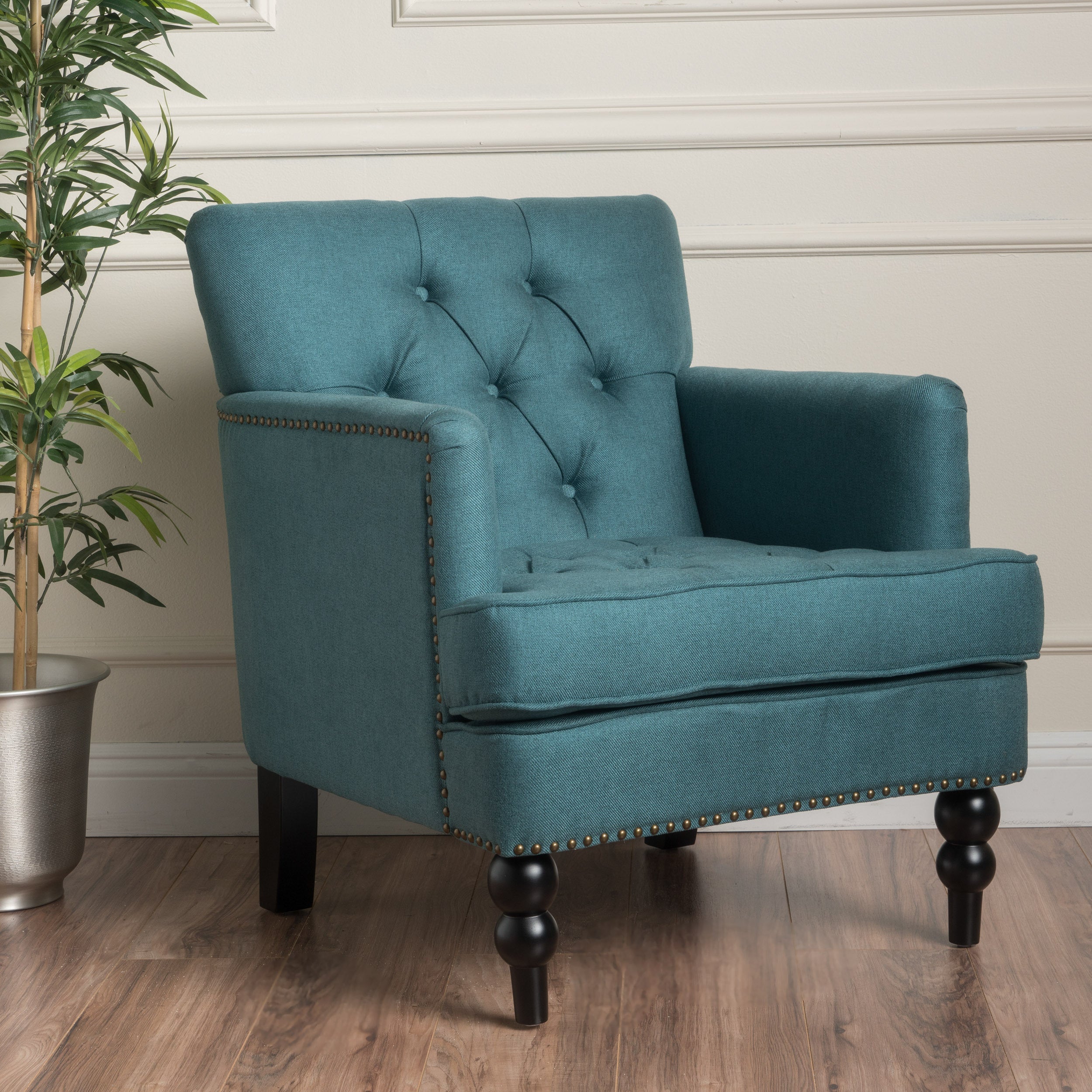 Harrison Tufted Club Chair with Plush Cushion and Studded Trim