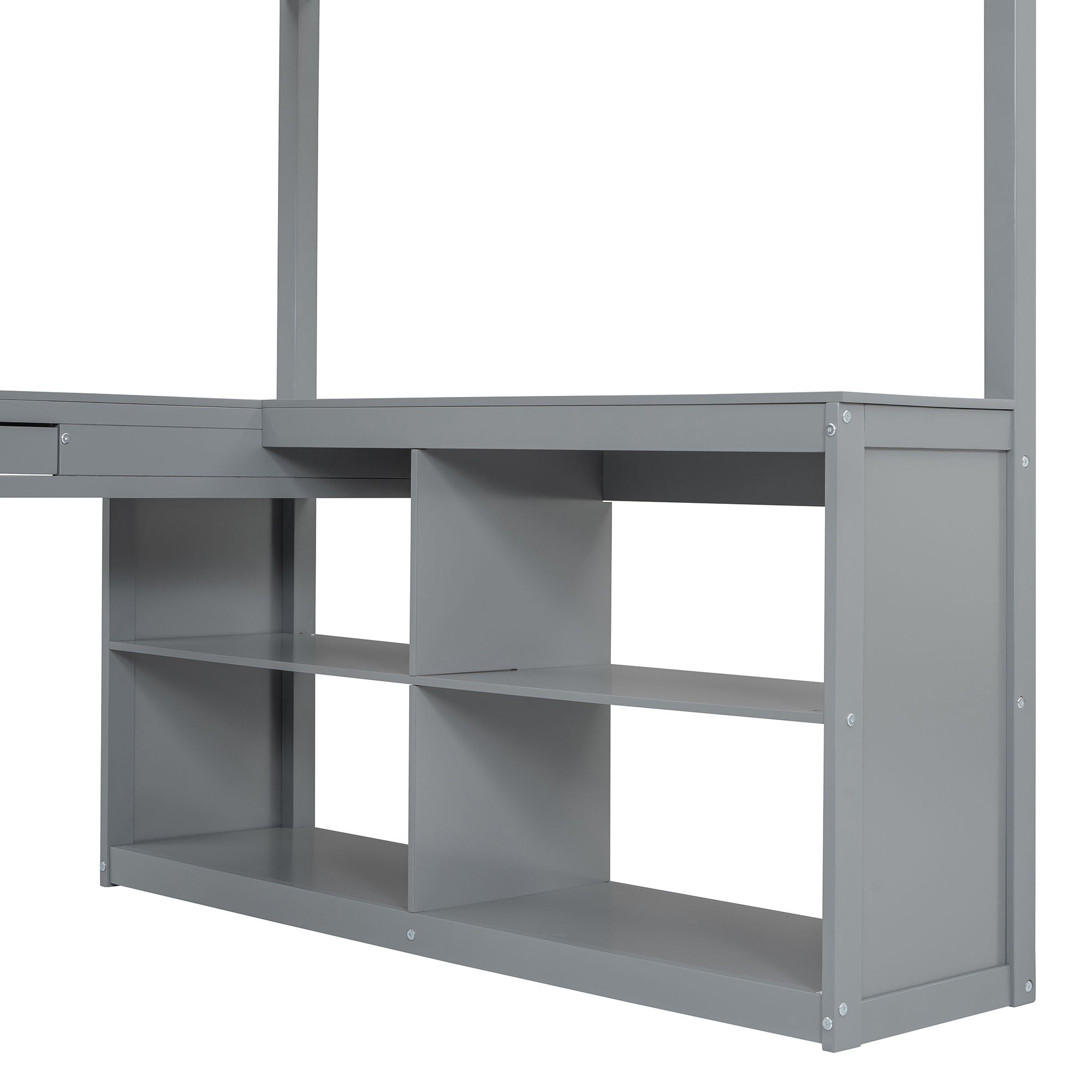 Loft Bed With Drawers, Cabinet, Shelves With Desk