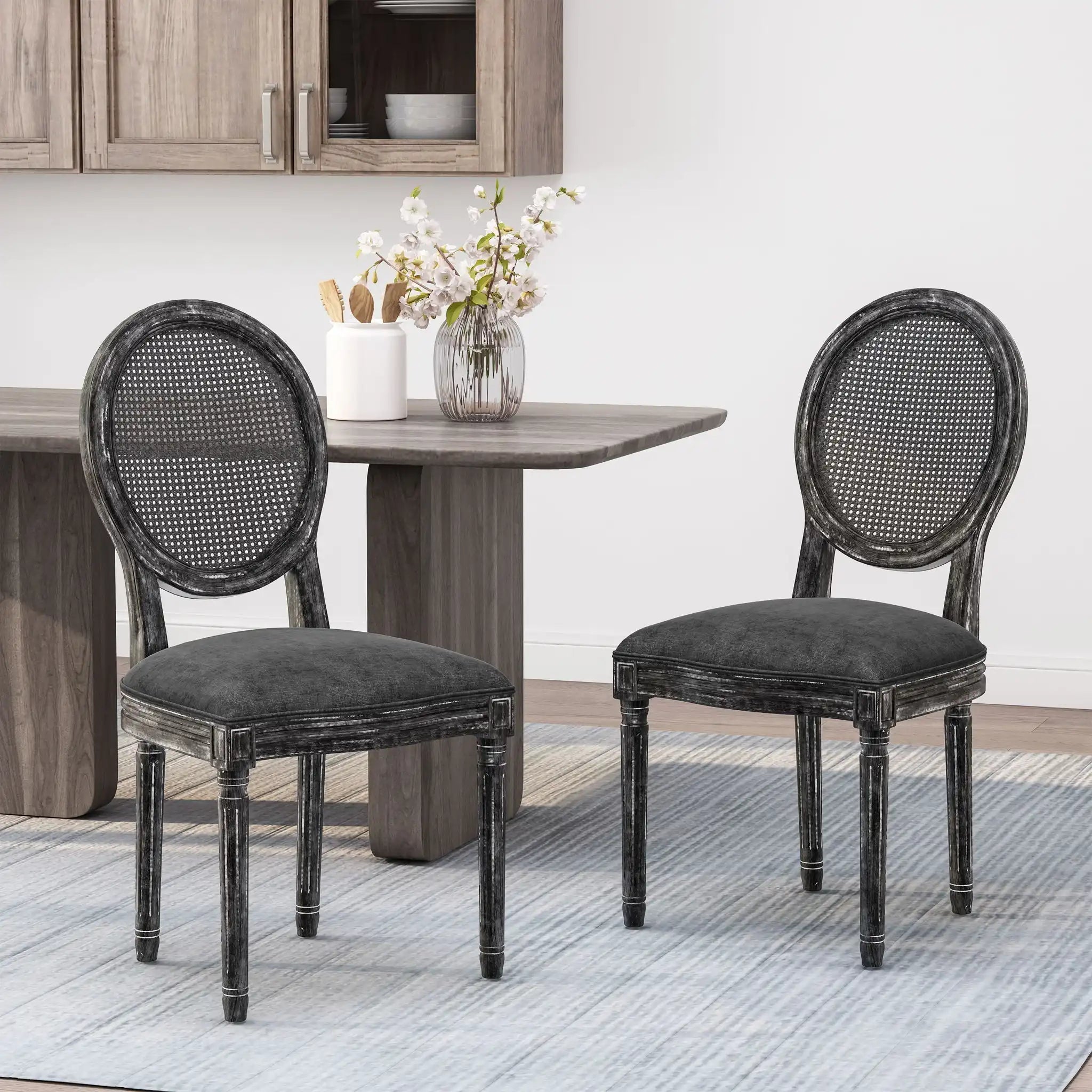 French Country Dining Chair With Cane Backrest (Set of 2) - Best Buy Furniture