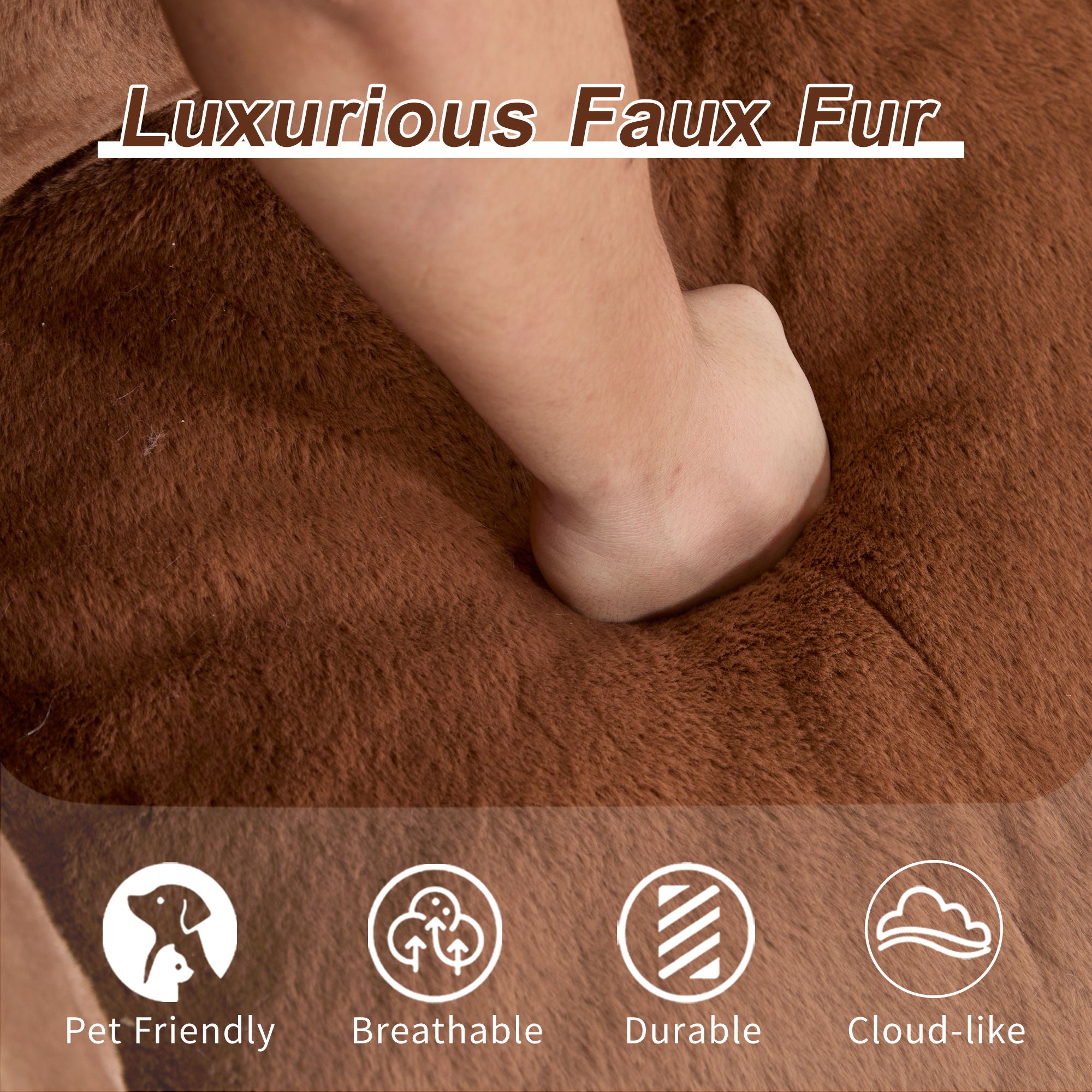 Giant Bean Bag Couch, Ultra Soft Fluffy Loveseat For Living Room Reading Chair With Pillows - Brown