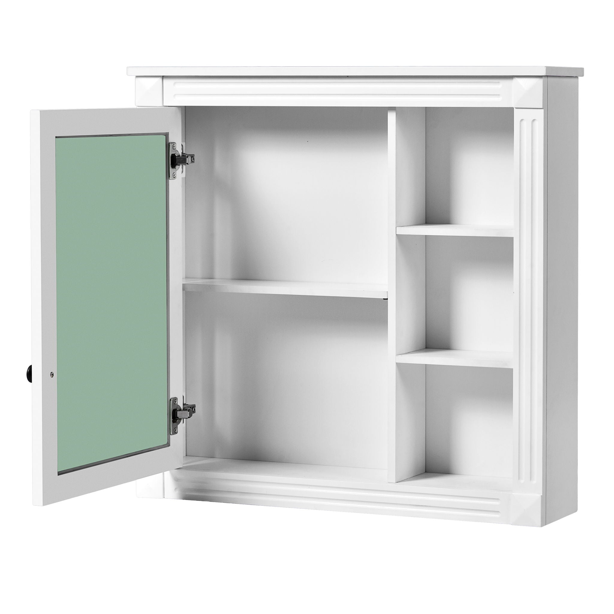 Bathroom Medicine Cabinet With Mirror, Wall Mounted Mirror Cabinet With Storage Organizer, Over The Toilet Storage White Storage Cabinet For Bathroom - White
