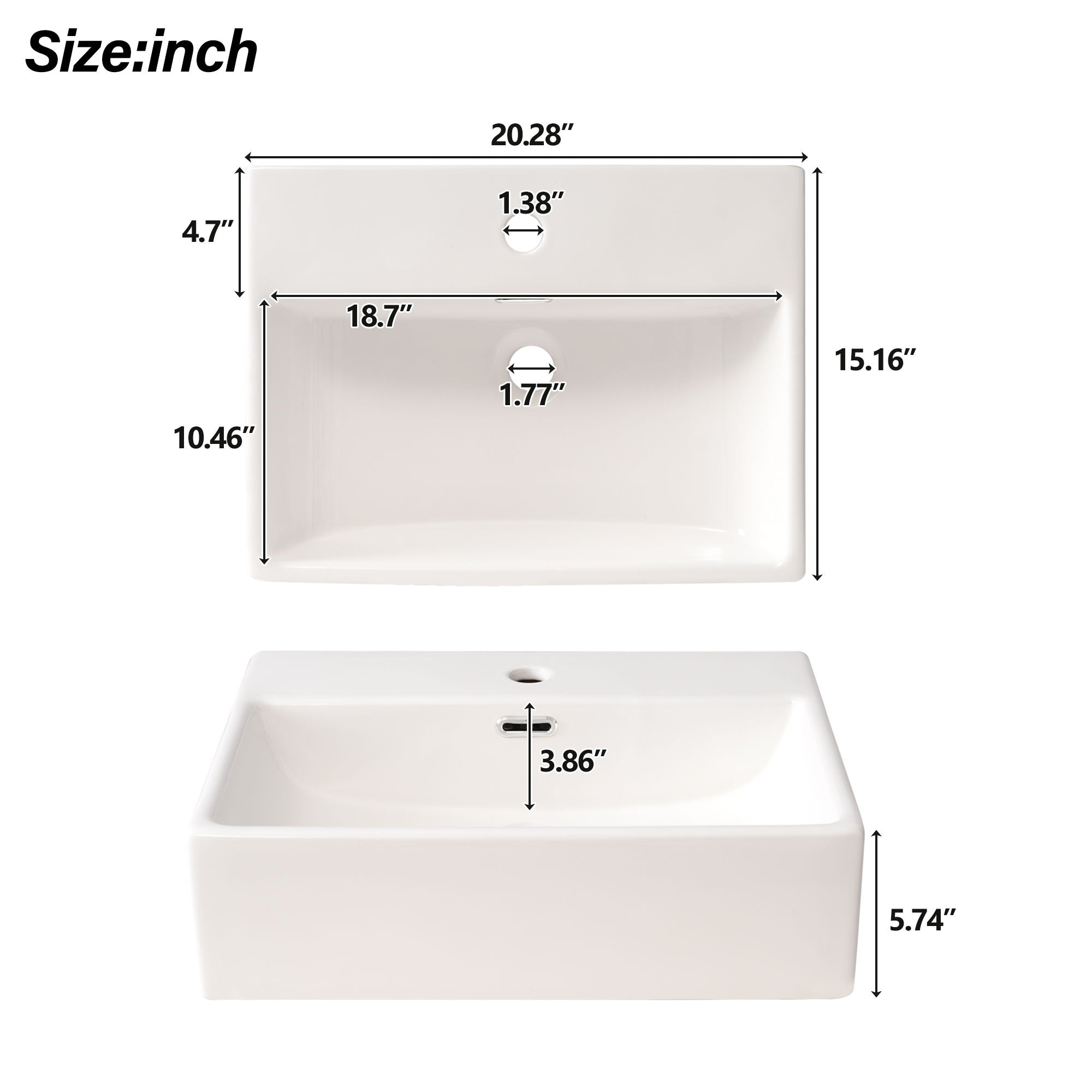 20.28" Bathroom Vanity With Sink & Storage - White