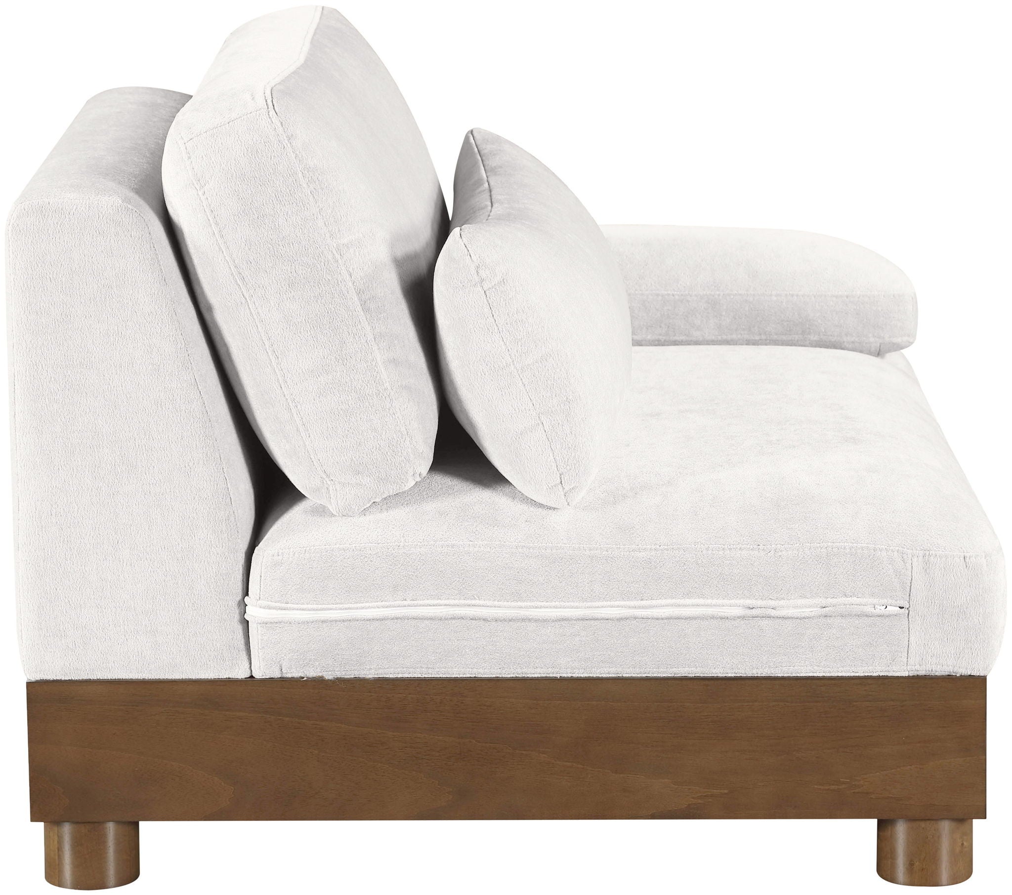 Turin - Chenille Fabric Upholstered Modular Arm Chair - Walnut Base