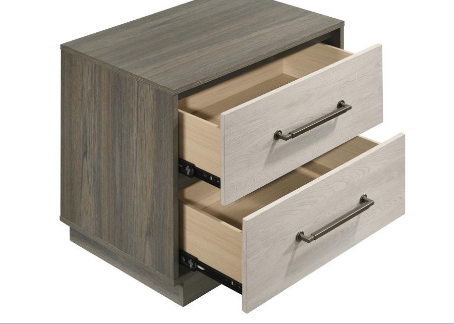 Fenwick - 2-Drawer Nightstand Bedside Table - Gray Oak - Best Buy Furniture